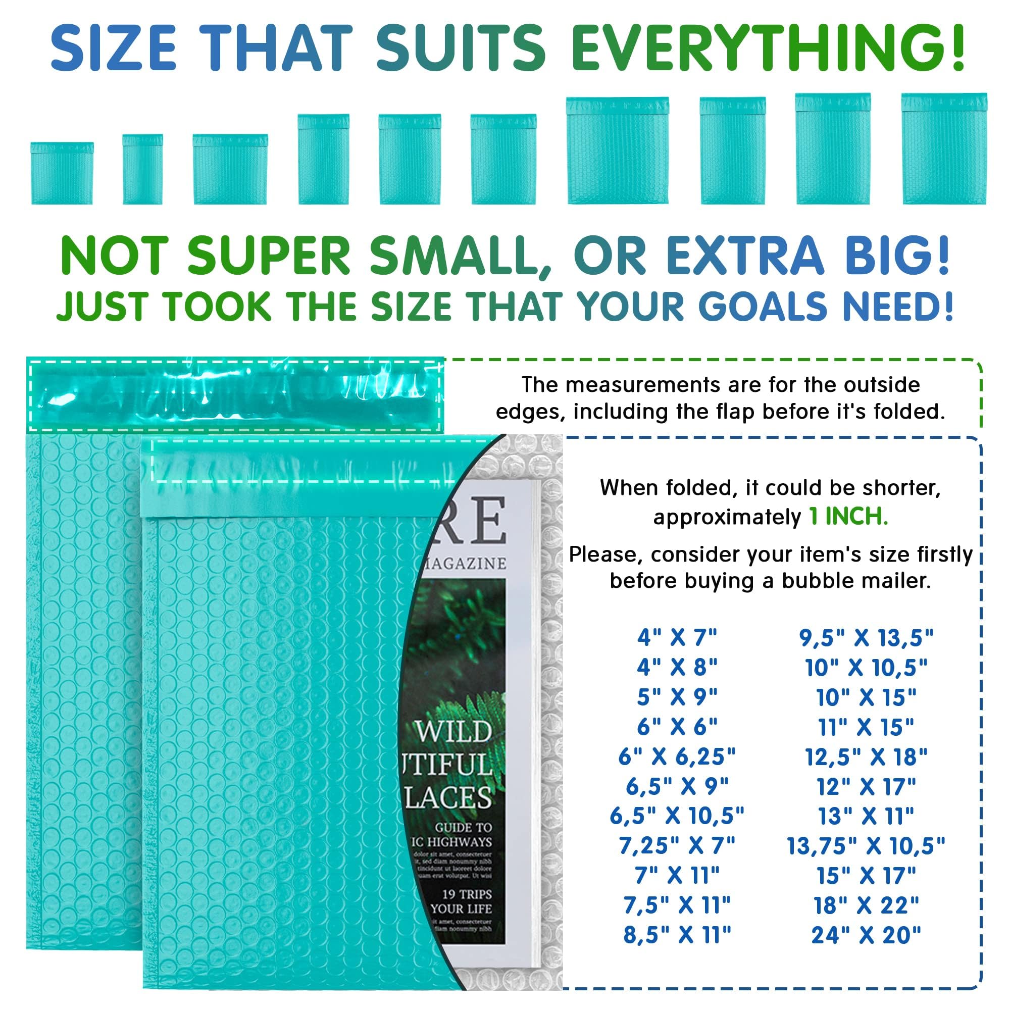 400 Pack 4x7 Inch Teal Poly Bubble Mailers - Self Seal Shipping Envelopes | Durable, Waterproof Padded Mailing Bags for Ecommerce, Small Business & Online Sellers | Perfect for Shipping Jewelry, Crafts & Small Items