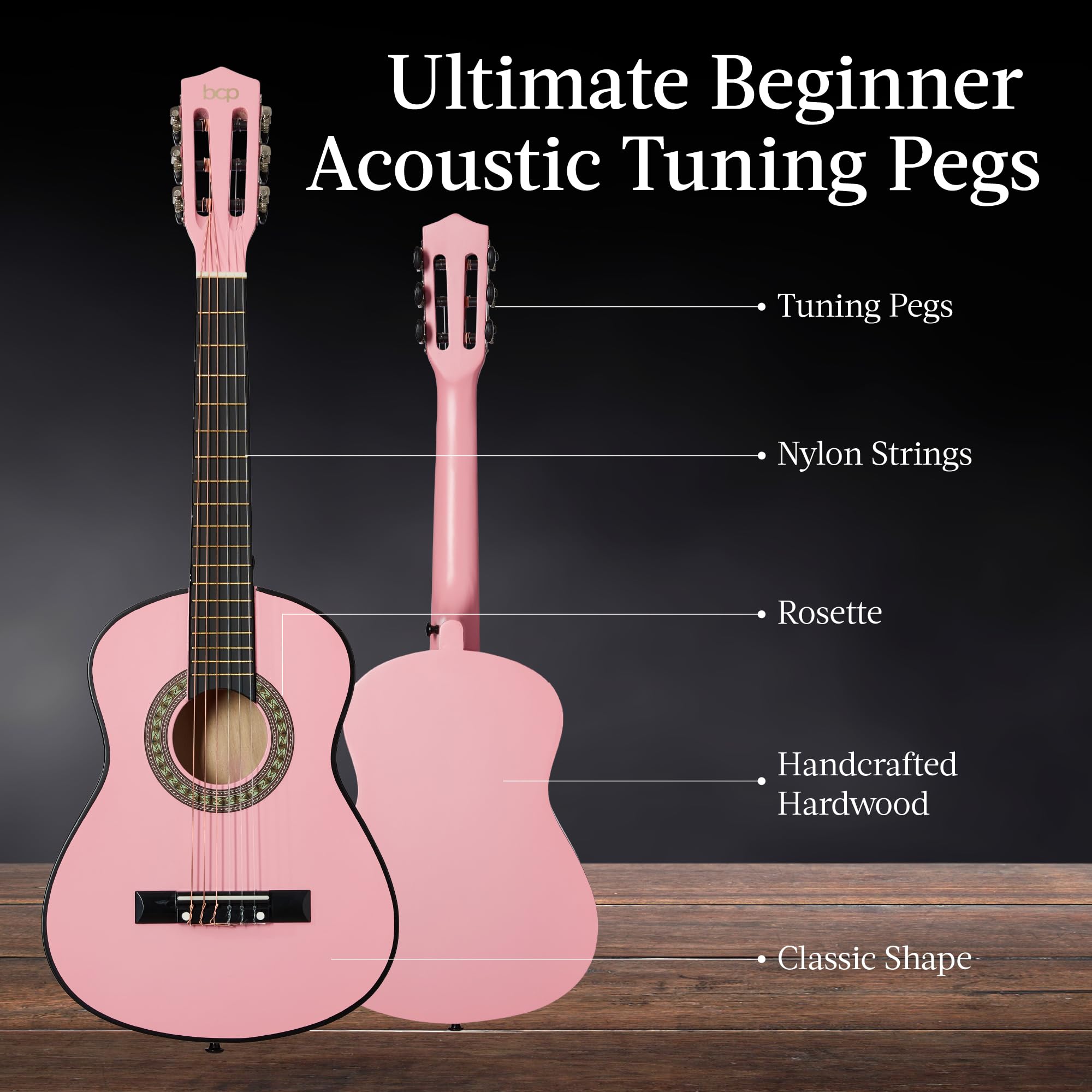 Best Choice Products 30-inch Kids Acoustic Guitar Beginner Starter Kit with Strap, Case, Extra Strings & Rosette Inlay - Pink | Perfect for Kids Music Lessons, Birthday Gifts & Early Childhood Education