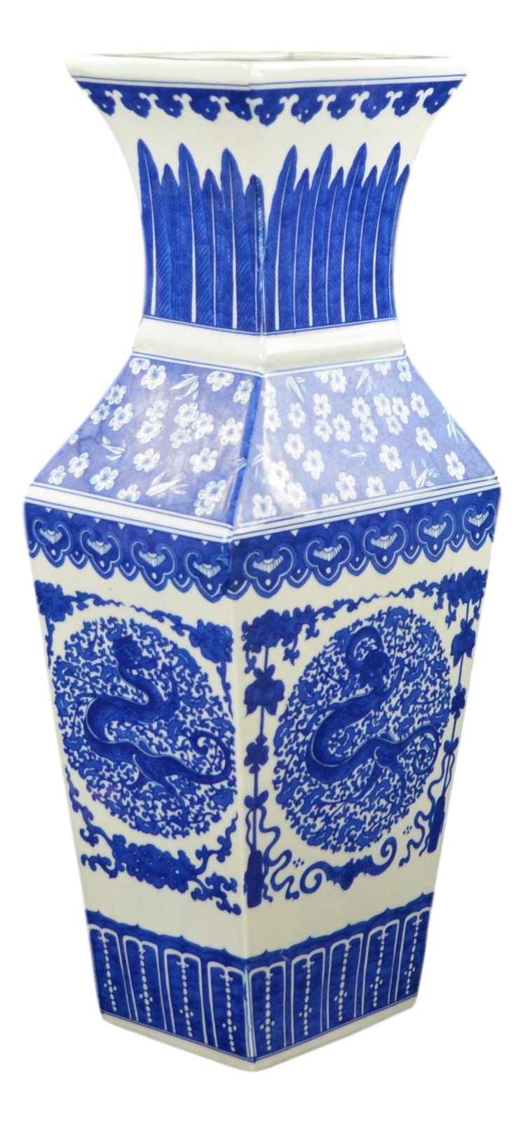 18 Inch Blue and White Porcelain Dragon Vase - Qing Dynasty Style Handcrafted Ceramic Jar from Jingdezhen China - Home Decor, Wedding Gift & Asian Antique Collection