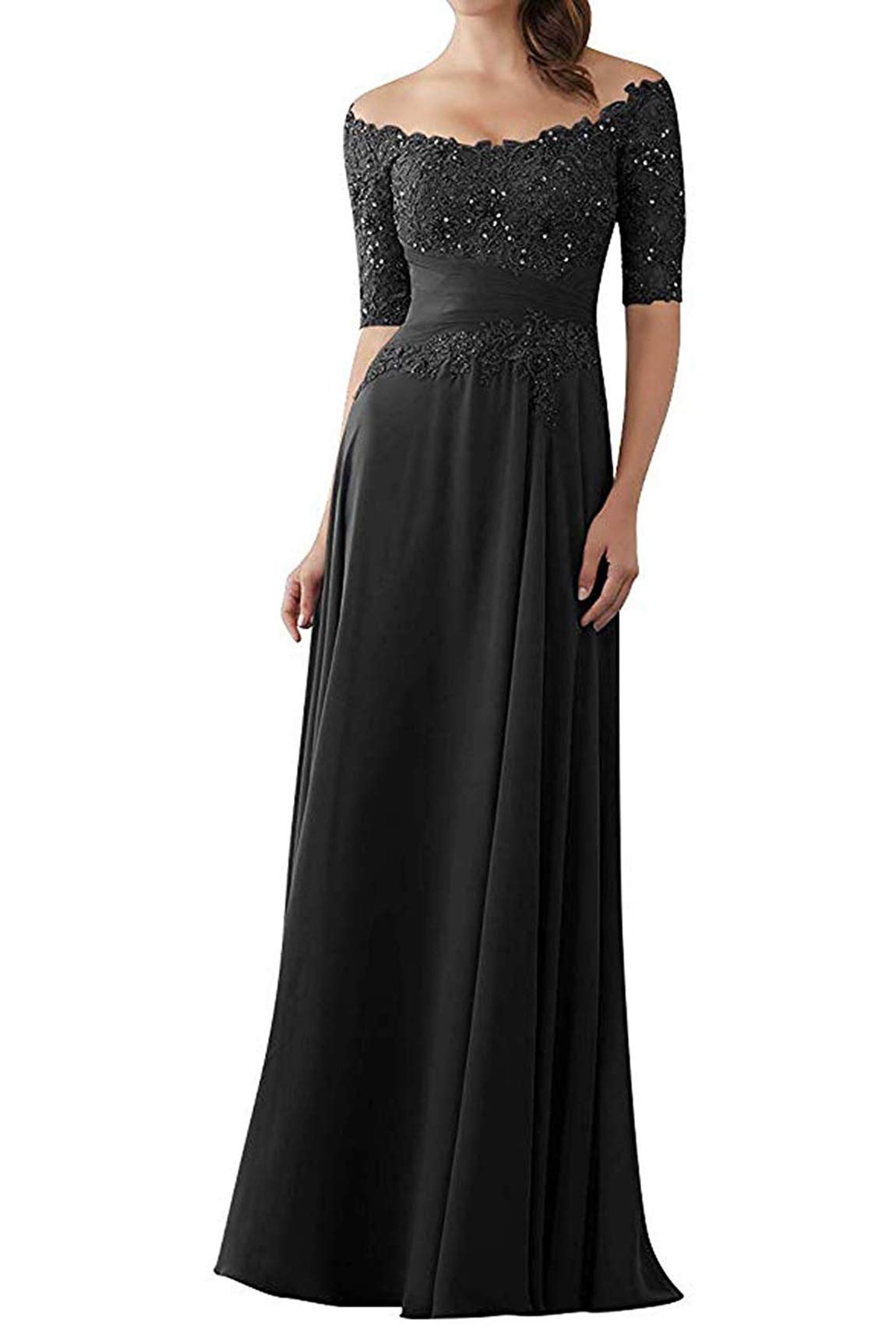 BeautBoy Women's Lace Sequins Mother of The Bride Dress - Short Sleeve Prom Evening Gown for Weddings, Formal Events & Special Occasions