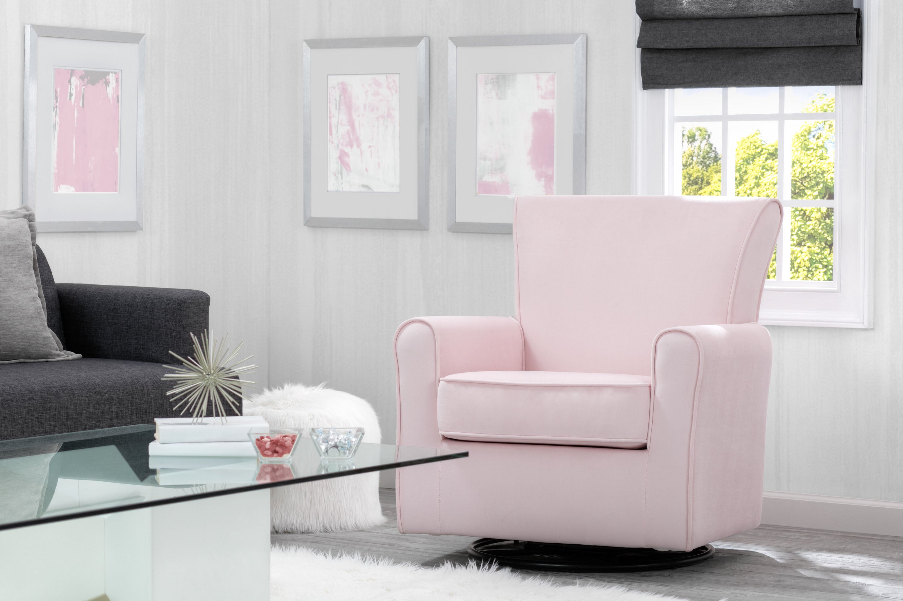 Elena Nursery Glider Swivel Rocker Chair - Comfortable Baby Rocking Chair for Breastfeeding & Nursery Room - Perfect for Nursing, Reading & Soothing Baby to Sleep