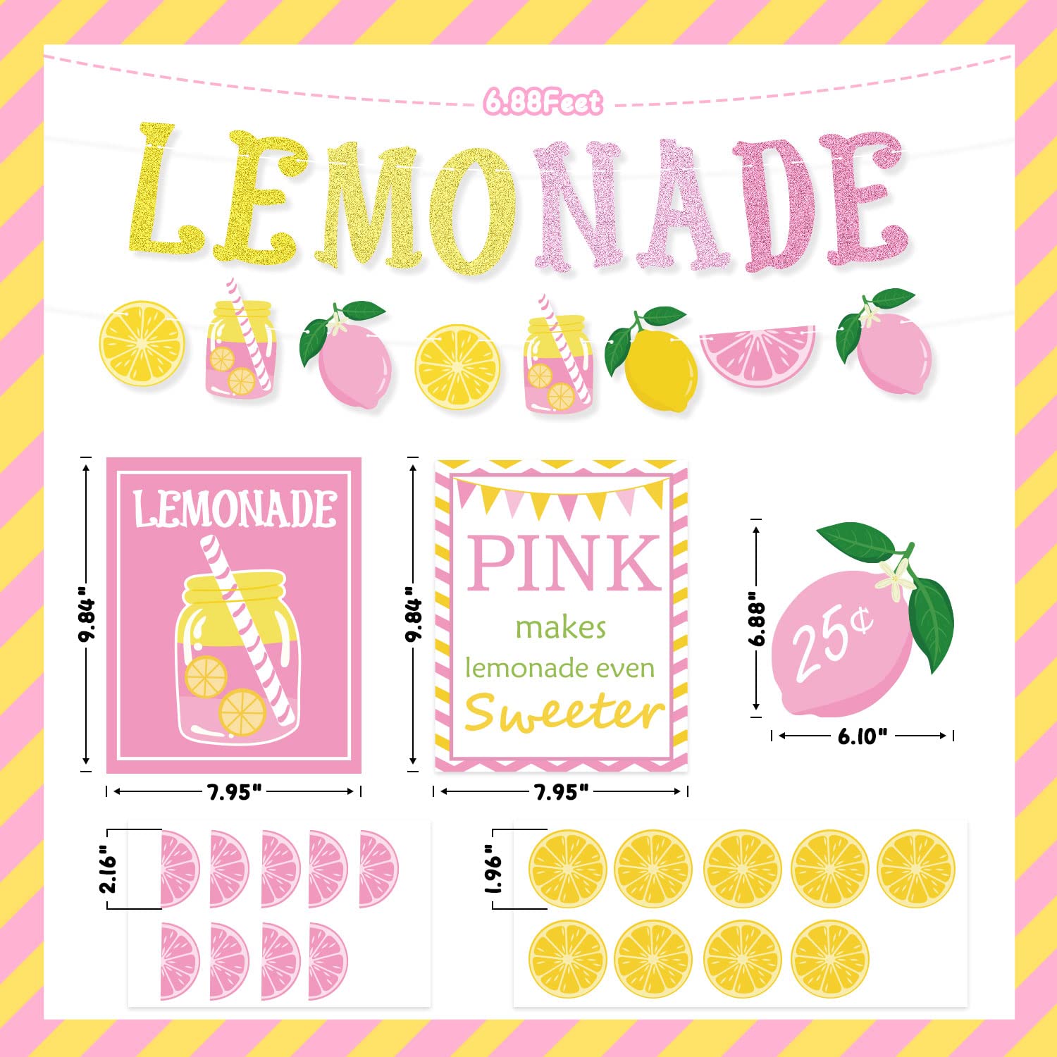 Lemon Party Decorations Set - Lemonade Stand Banner, Coffee Bar Signs & Lemon Stickers for Summer Parties, Baby Showers, Bridal Showers & Birthdays | Perfect for Outdoor Events, Themed Celebrations & DIY Decor