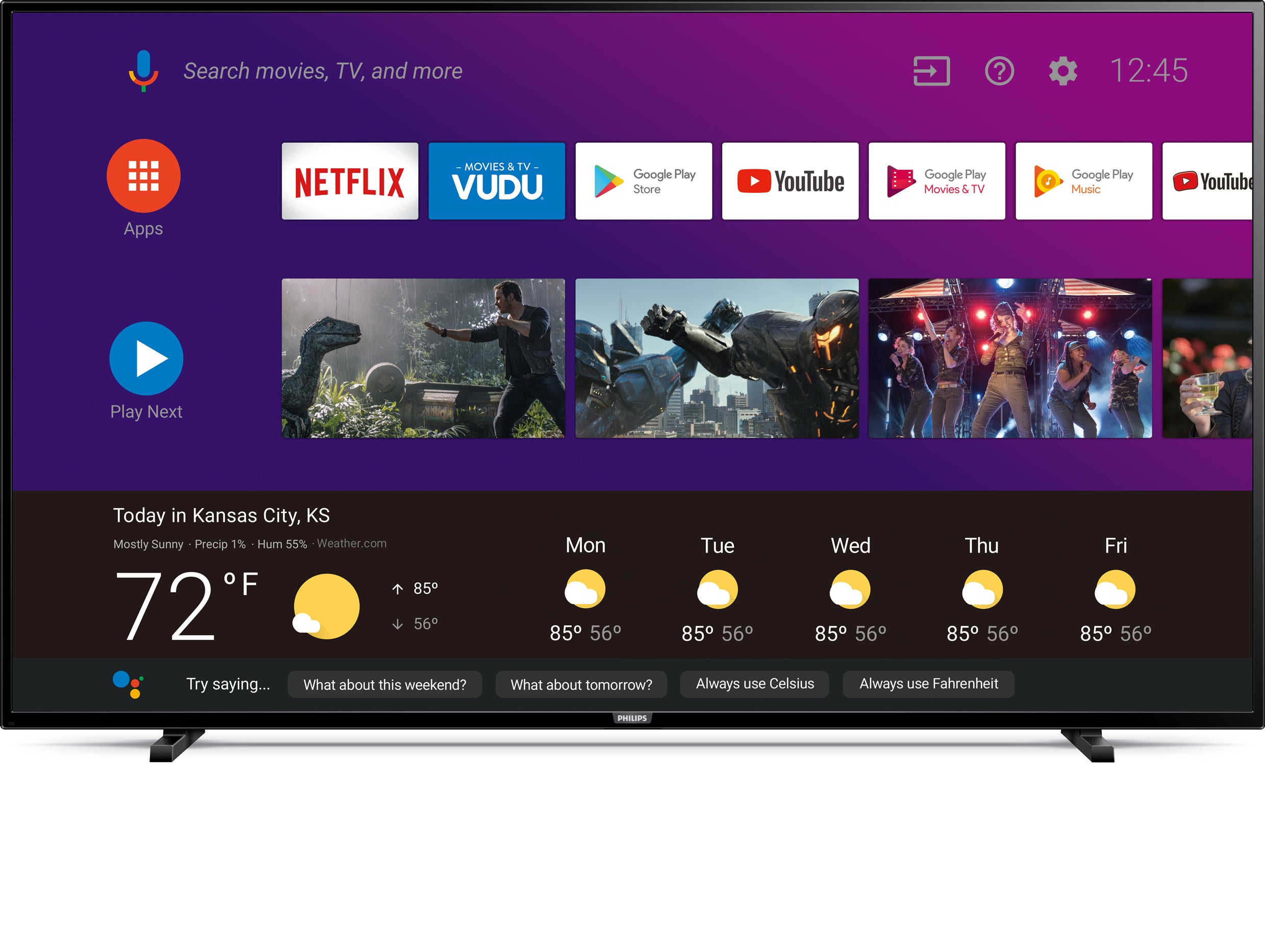 Philips 65PFL5604/F7 65-Inch 4K Ultra HD Smart Android LED TV with Google Assistant - Perfect for Home Theater, Gaming & Streaming Entertainment