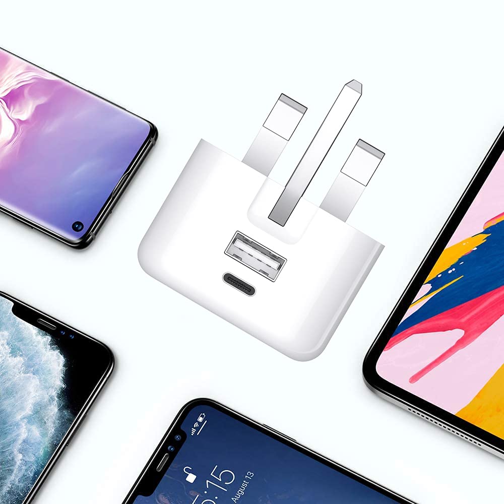 20W Dual Port USB-C PD Fast Charger for Huawei P40/P30/P20/Mate 20/P Smart - Compact Foldable Wall Plug with Super Fast Charging | Perfect for Home, Office & Travel