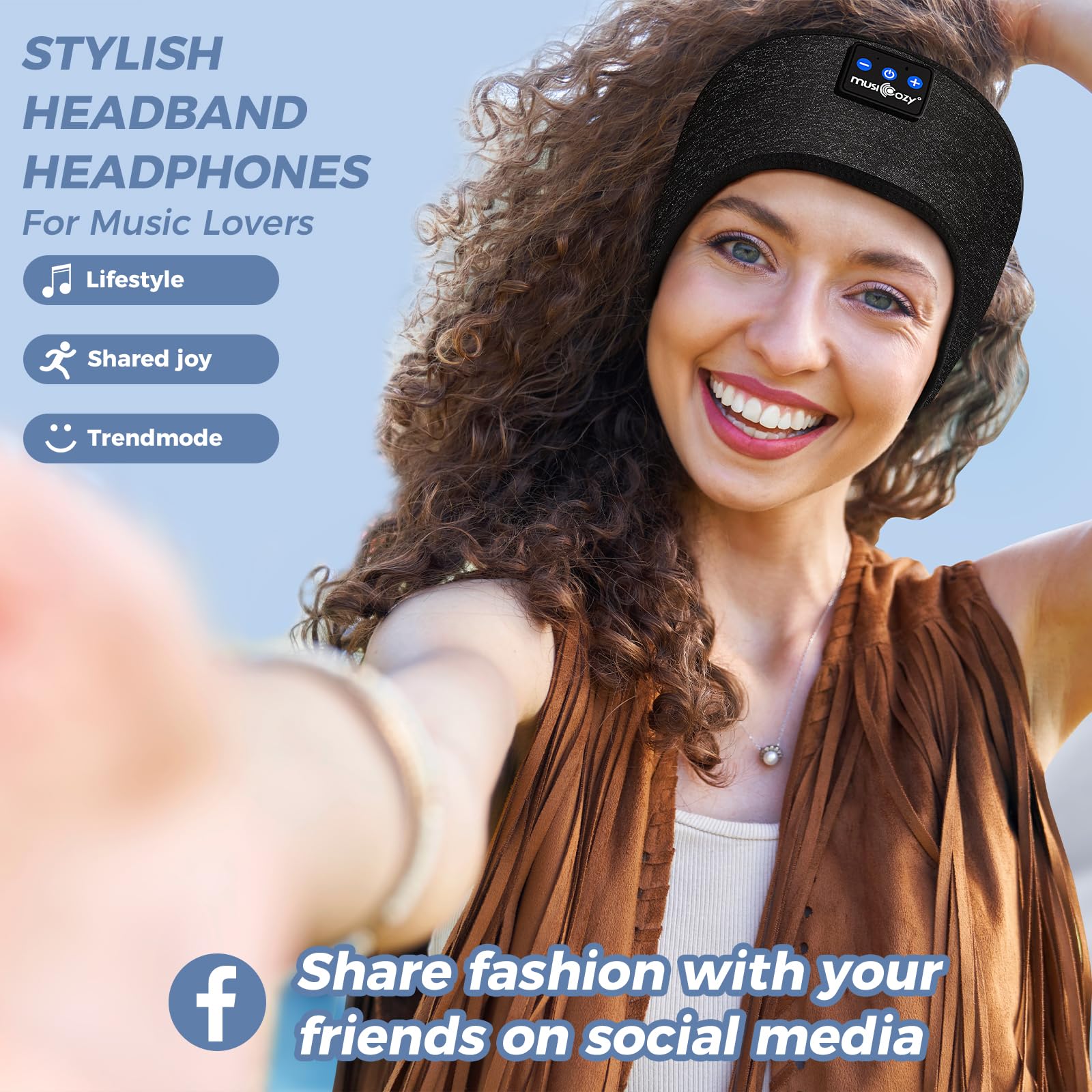 Musicozy Bluetooth Sleep Headphones Headband - Adjustable Wireless Headband with HD Speakers for Side Sleepers, Travel, Meditation, Yoga & Audiobooks - Perfect Gift for Insomnia Relief & Relaxation (Ideal for Night Use, Airplane Travel & Stress Relief)