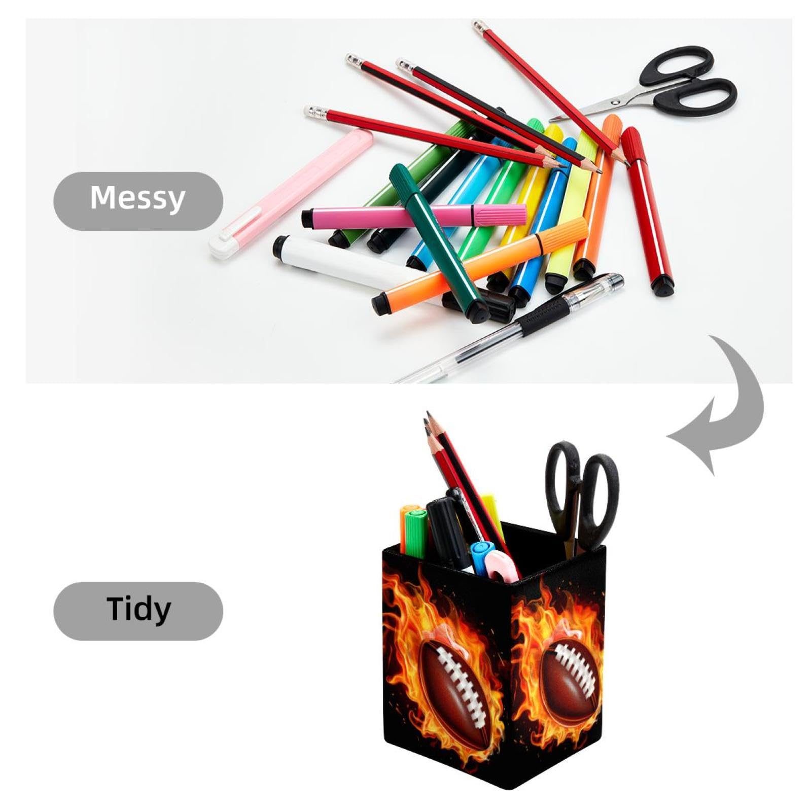 Football-Themed Pen Holder for Desk - Stylish Pen Organizer & Desk Accessory for Office, School, or Home Workspace Decor