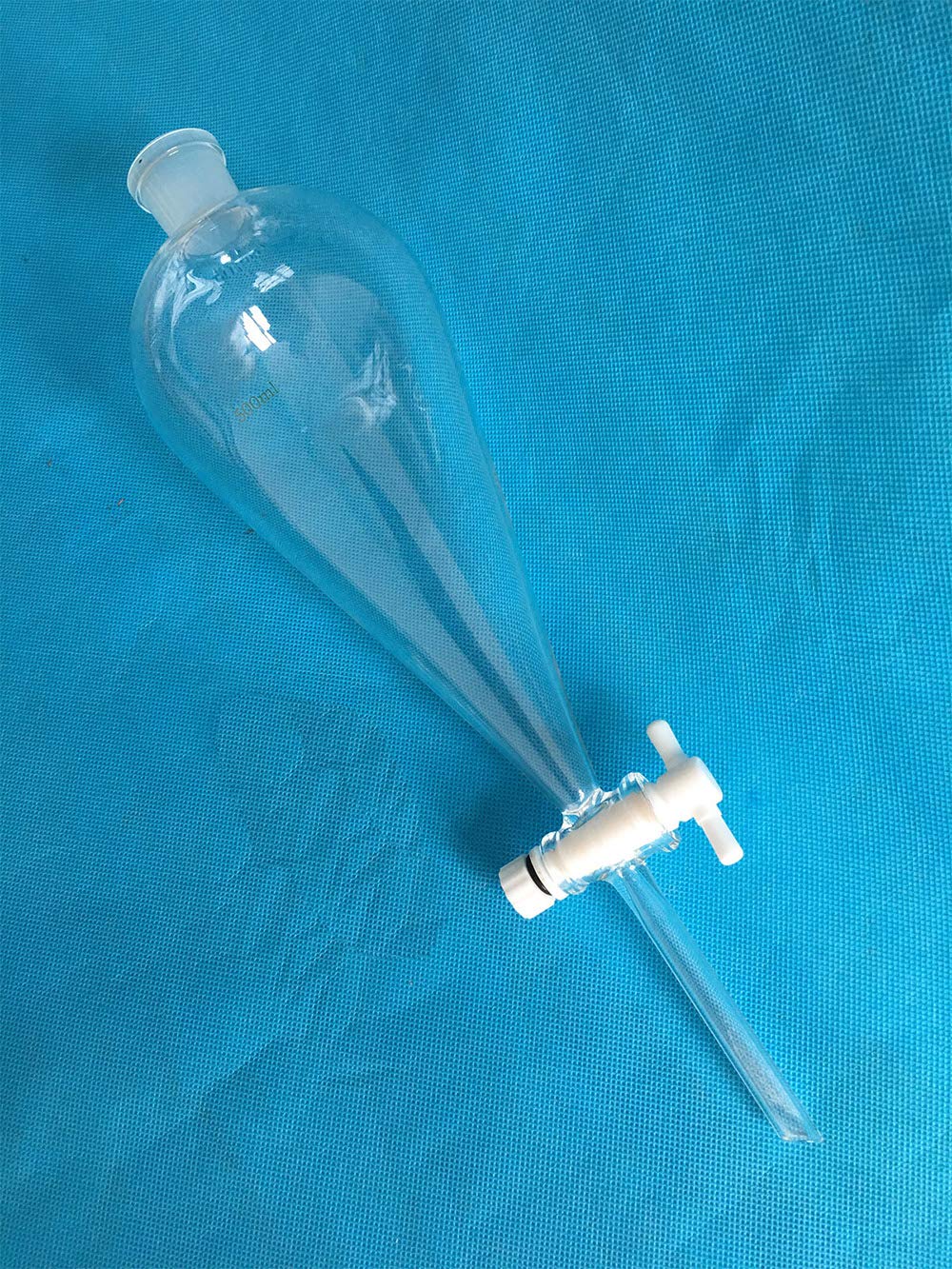 500ml Glass Conical Separatory Funnel with PTFE Stopcock - Lab Grade Chemical Separation Equipment for Essential Oil Extraction, Chemistry Experiments & Liquid Measurement