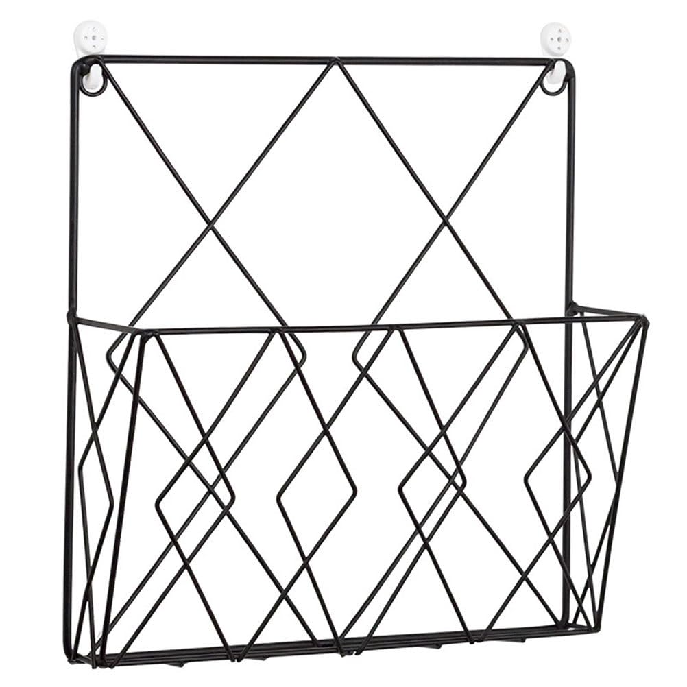 PRETYZOOM Wall Mounted Magazine Holder - Metal Wall Hanging File Folder Rack & Book Shelf Organizer - Space Saving Storage Bin for Home Office (25x3x26cm) - Perfect for Living Room, Bedroom, Study & Workspace Organization