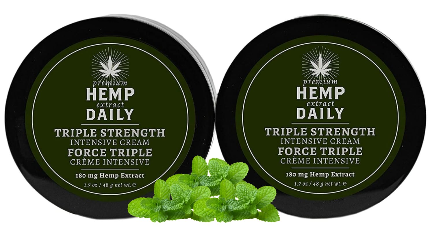 Earthly Body Triple Strength Intensive Cream for Muscle & Joint Relief - Organic Pain Relief for Knees, Back, Neck & Shoulders - 1.7oz (Original Mint, 2-Pack) - Perfect for Post-Workout Recovery & Daily Comfort