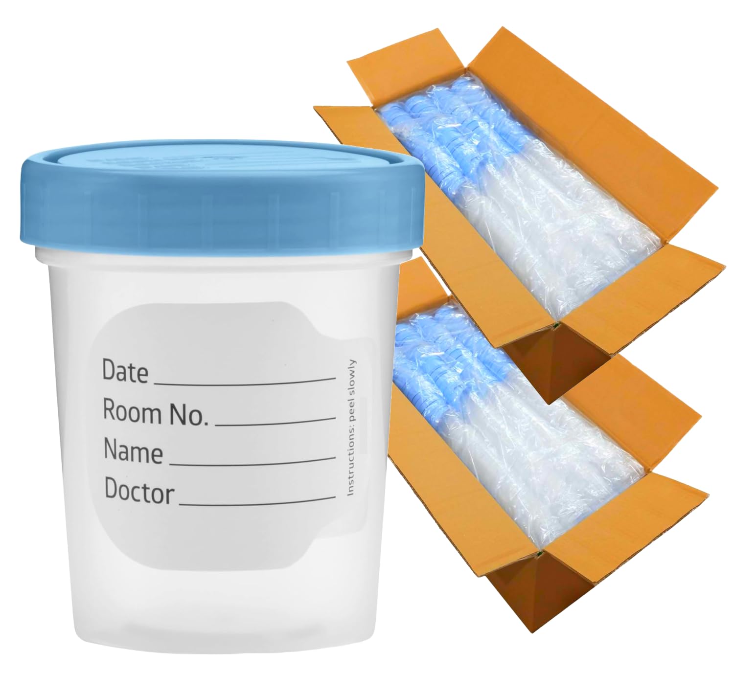 Vakly 4oz Leak-Proof Screw Top Specimen Cups - Pack of 1000 Non-Sterile Urine Sample Containers with Blue/Green Lids | Medical Testing, Lab Samples, Home Health Monitoring