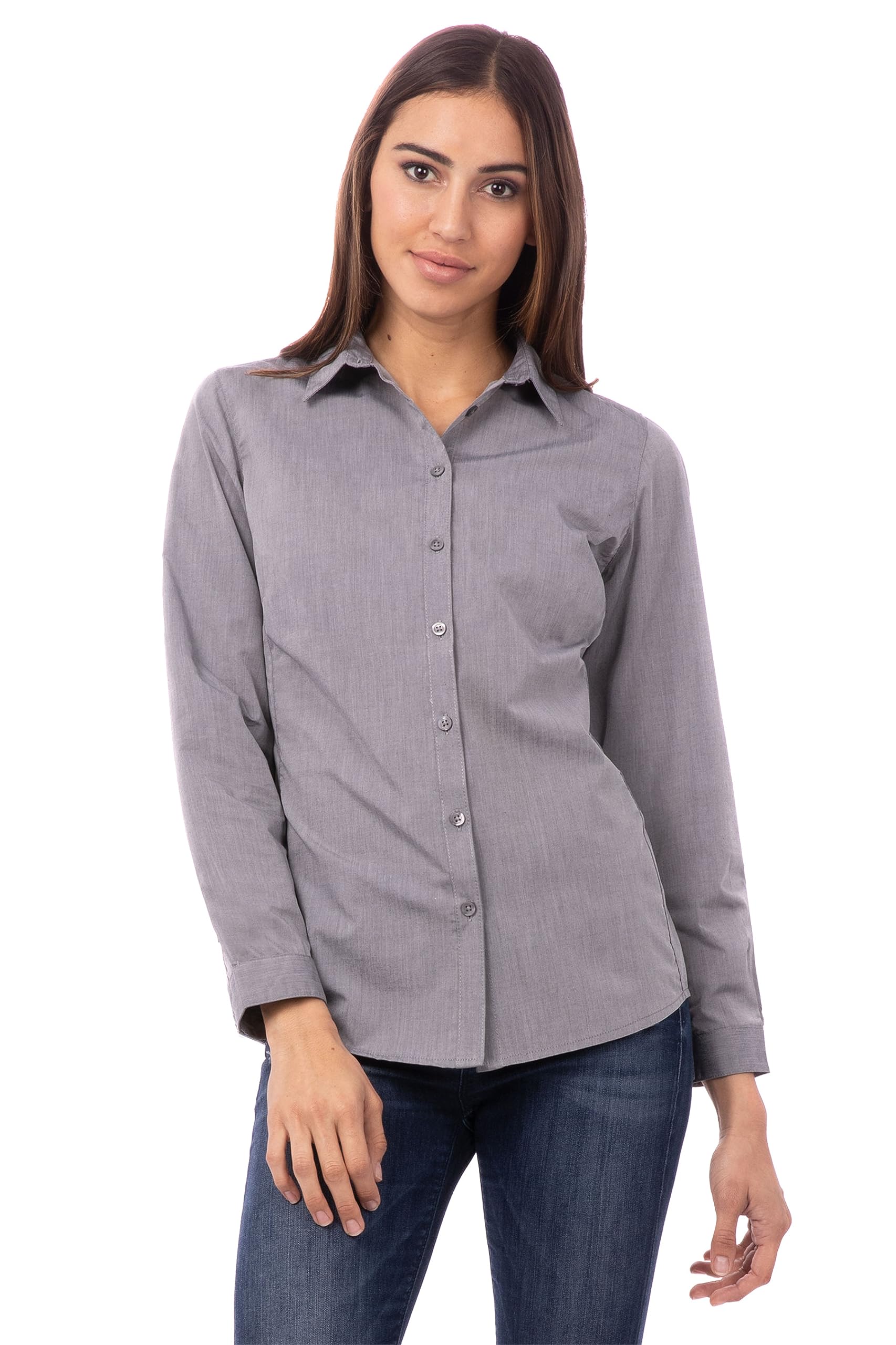 Chef Works Women's Modern Chambray Dress Shirt - Professional & Comfortable Workwear for Waitresses, Chefs & Hospitality Staff