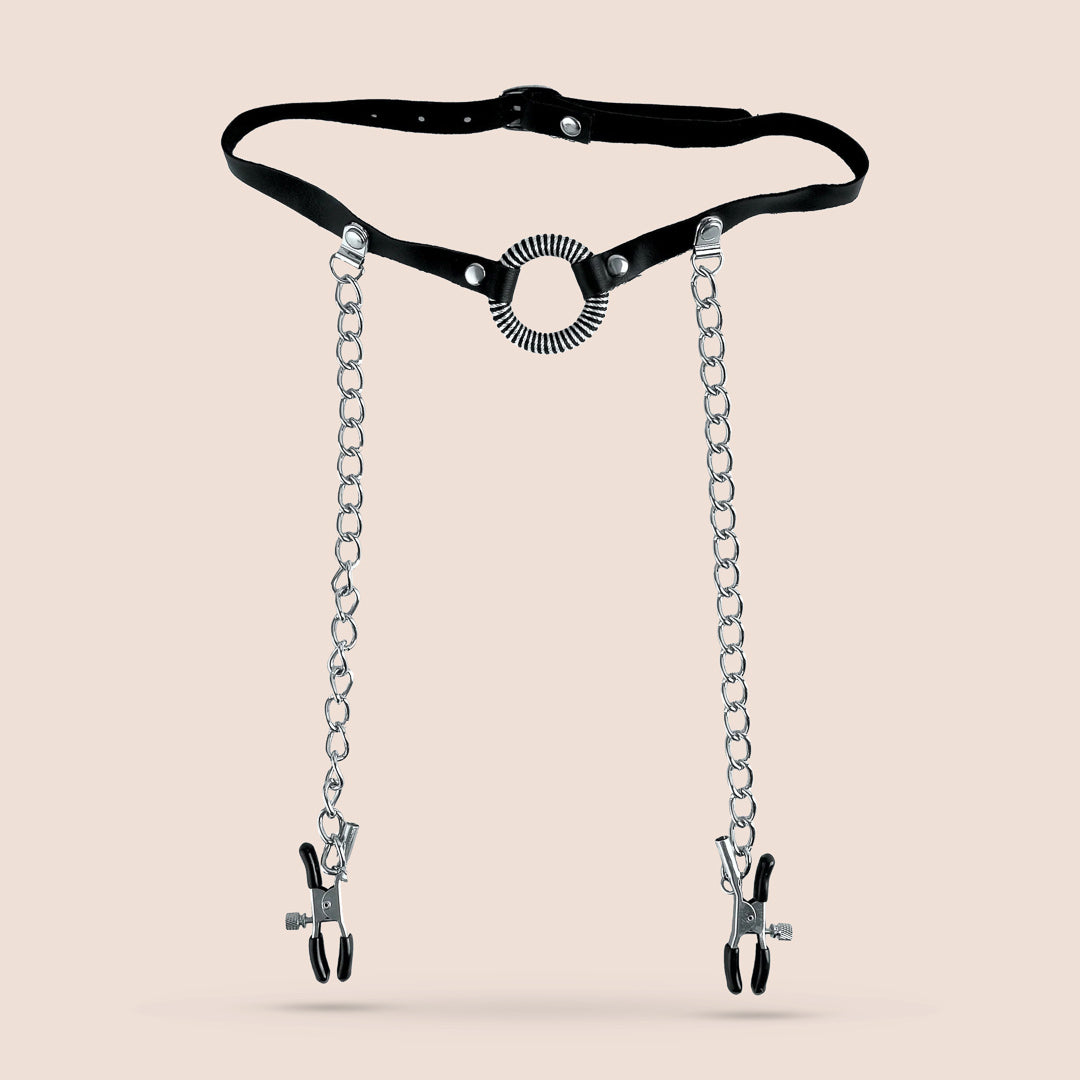 Limited Edition O Ring Gag & Nipple Clamps Set - Fetish Fantasy Series for BDSM Play, Adult Roleplay & Sensual Exploration - Perfect for Couples & Fetish Enthusiasts