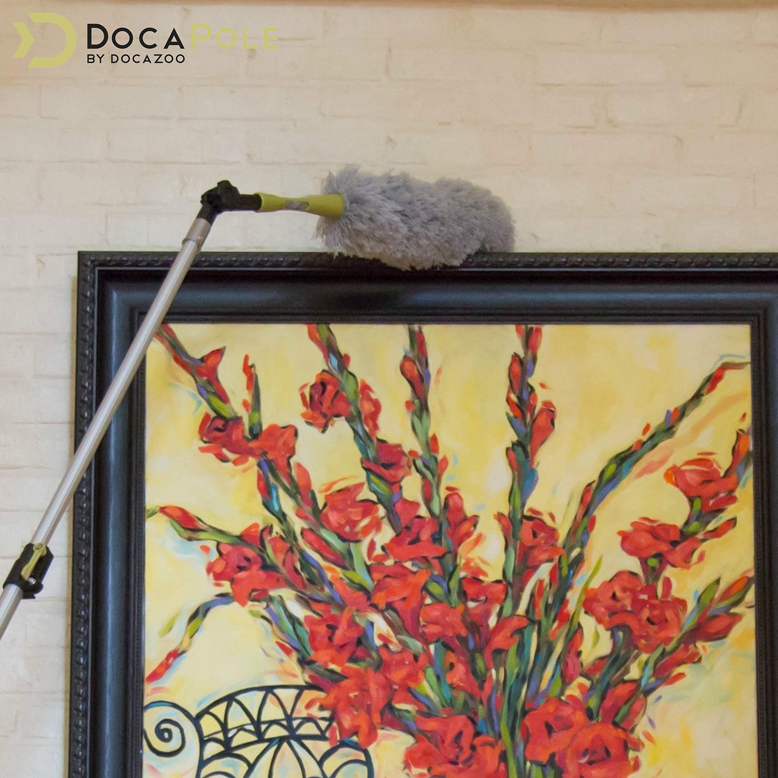 DOCA 7-30 Ft Telescoping Extension Pole - Multi-Purpose Cleaning Tool for Windows, Ceilings & Walls - Paint Roller, Squeegee & Duster Attachment Kit - Indoor & Outdoor High Reach Cleaning Set - Perfect for Home, Office & Commercial Use