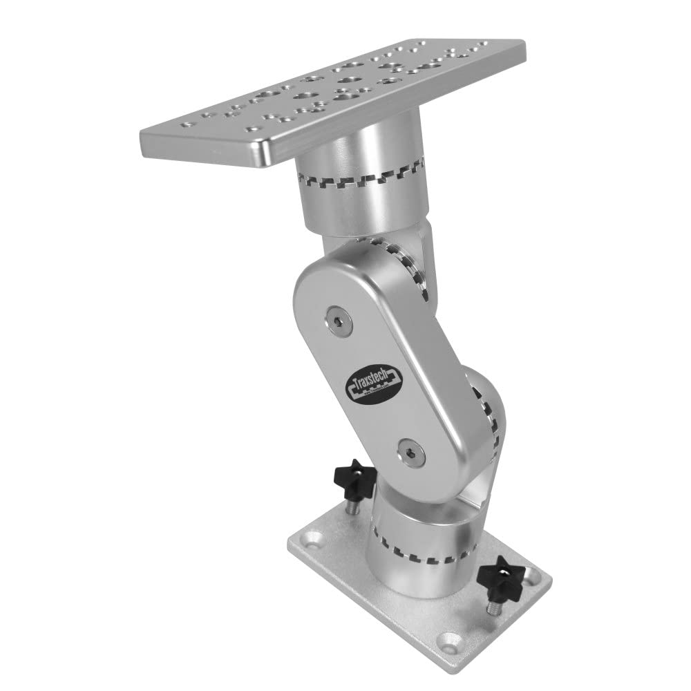 Traxstech Fishing Systems Dual Pivot Adjustable Electronics Mount - Lift & Turn Base for Track System - Perfect for Marine Electronics Installation on Fishing Boats