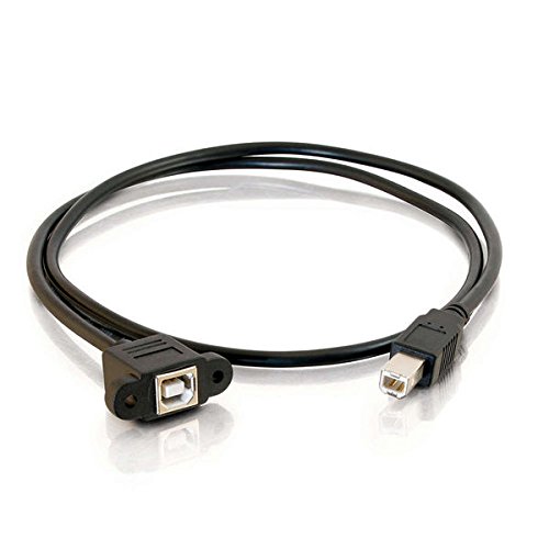 C2G USB 2.0 Panel Mount Cable - USB B Male to B Male 1ft (0.3m) Black - High-Speed Data Transfer for Printers, Scanners & Audio Equipment - Durable Office & Studio Connectivity Solution