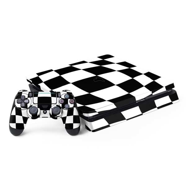 Skinit Custom Gaming Skin Decal for PS4 Slim Bundle - Black & White Checkerboard Design | Protective Cover for Enhanced Gaming Experience
