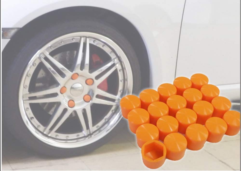 Durable Silicone Wheel Nut Bolt Cover Lug Nut Caps (Orange, 19mm) - Protect & Customize Car Rims for Trucks, SUVs & Off-Road Vehicles