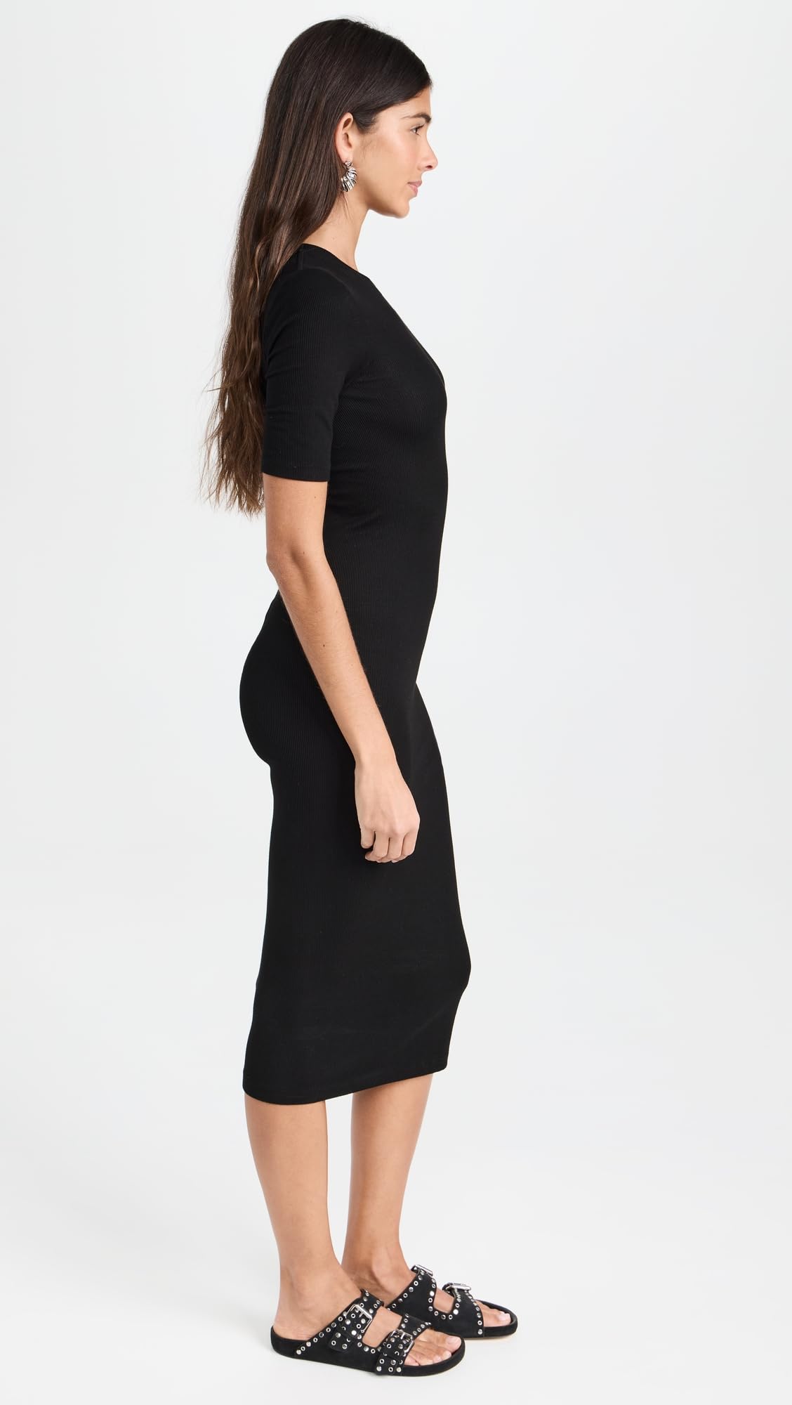 Enza Costa Women's Silk Rib Midi Dress - Elegant & Comfortable Silk Dress for Women, Perfect for Weddings, Cocktail Parties & Special Occasions