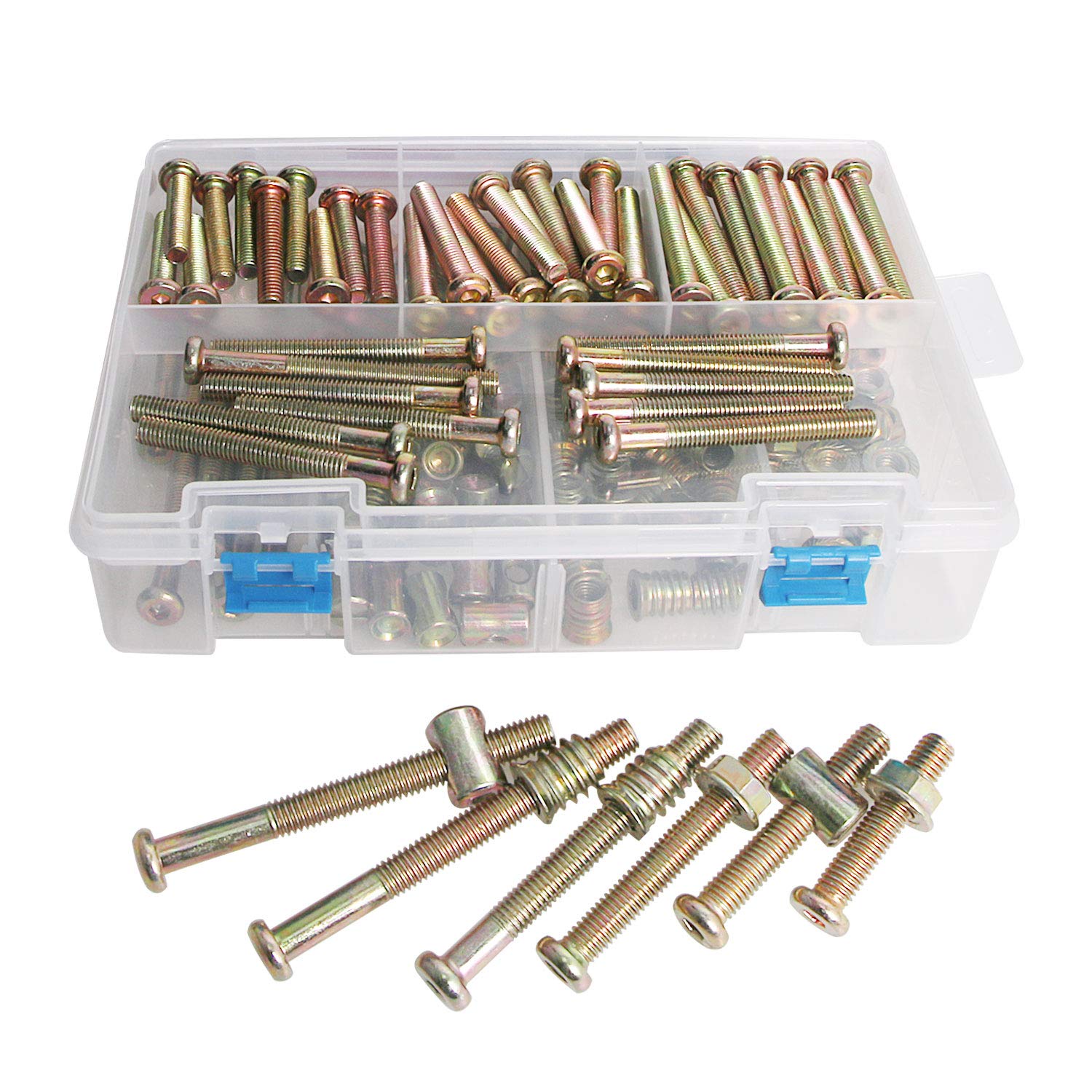 Aopin M8 Furniture Screws & Nuts Kit - 200Pcs Hex Bolts for Baby Crib Assembly