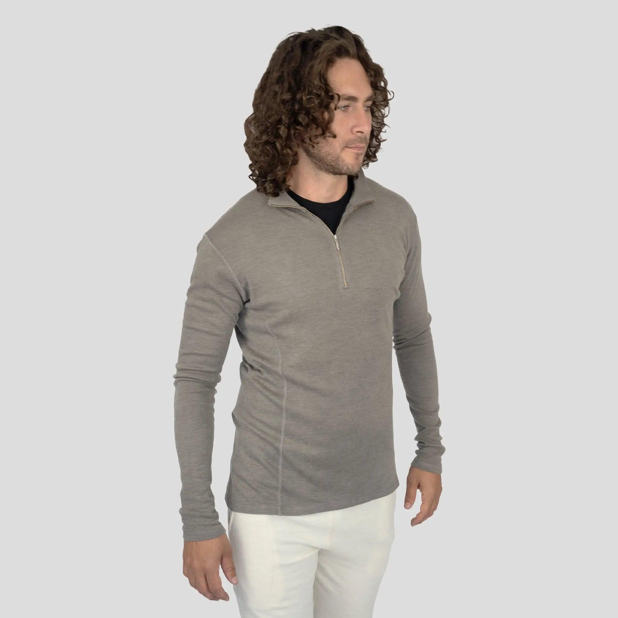 Men's Alpaca Wool Base Layer - 300 Lightweight Half Zip Thermal Shirt for Hiking, Skiing & Winter Outdoor Activities