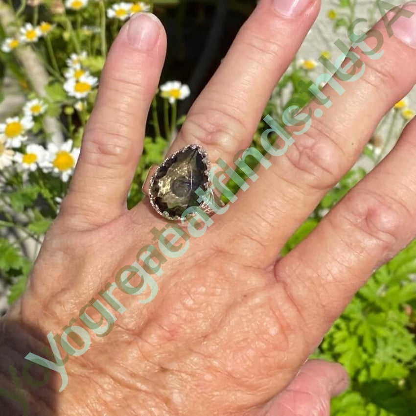 Sterling Silver Spoon Ring with Genuine Stone - Size 7 - Adjustable Vintage Jewelry for Women - Perfect Gift for Birthday, Anniversary & Special Occasions