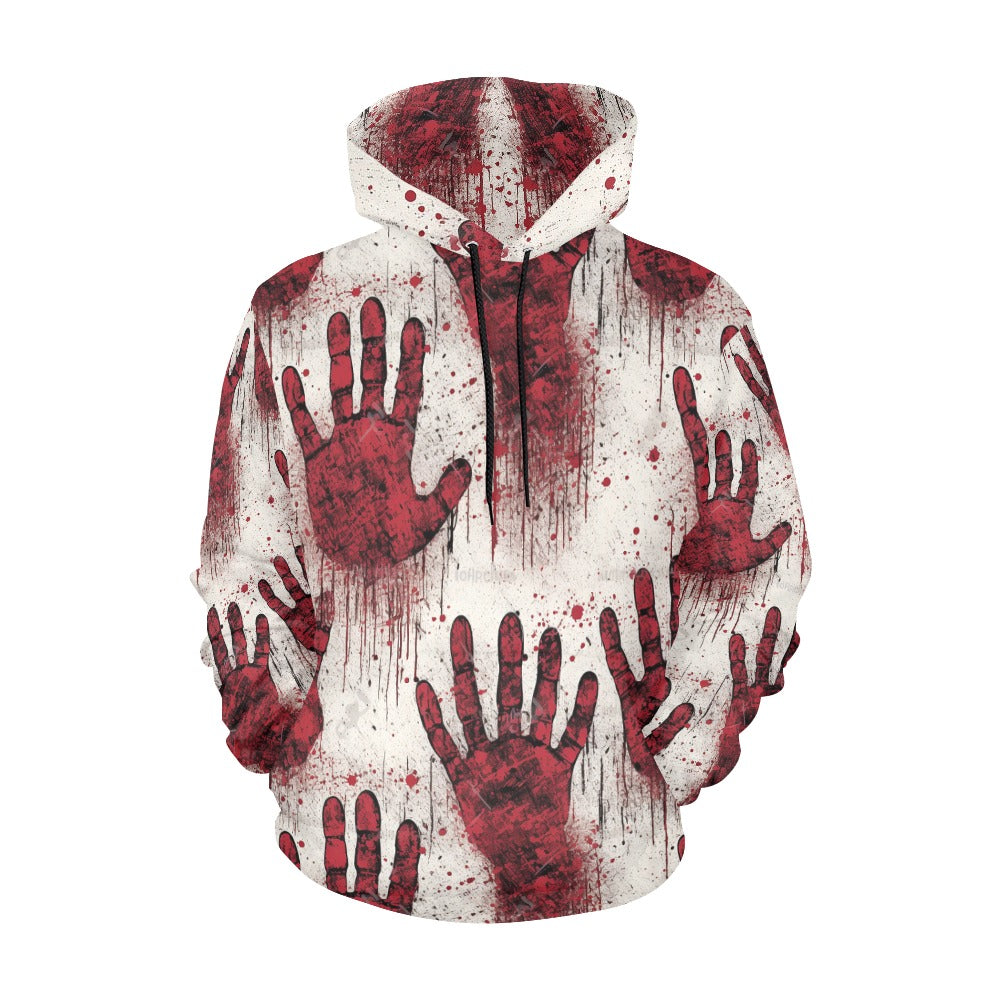 Scary Bloody Hand Print Hoodie - Halloween Horror Costume, Cosplay & Haunted House Outfit for Men & Women
