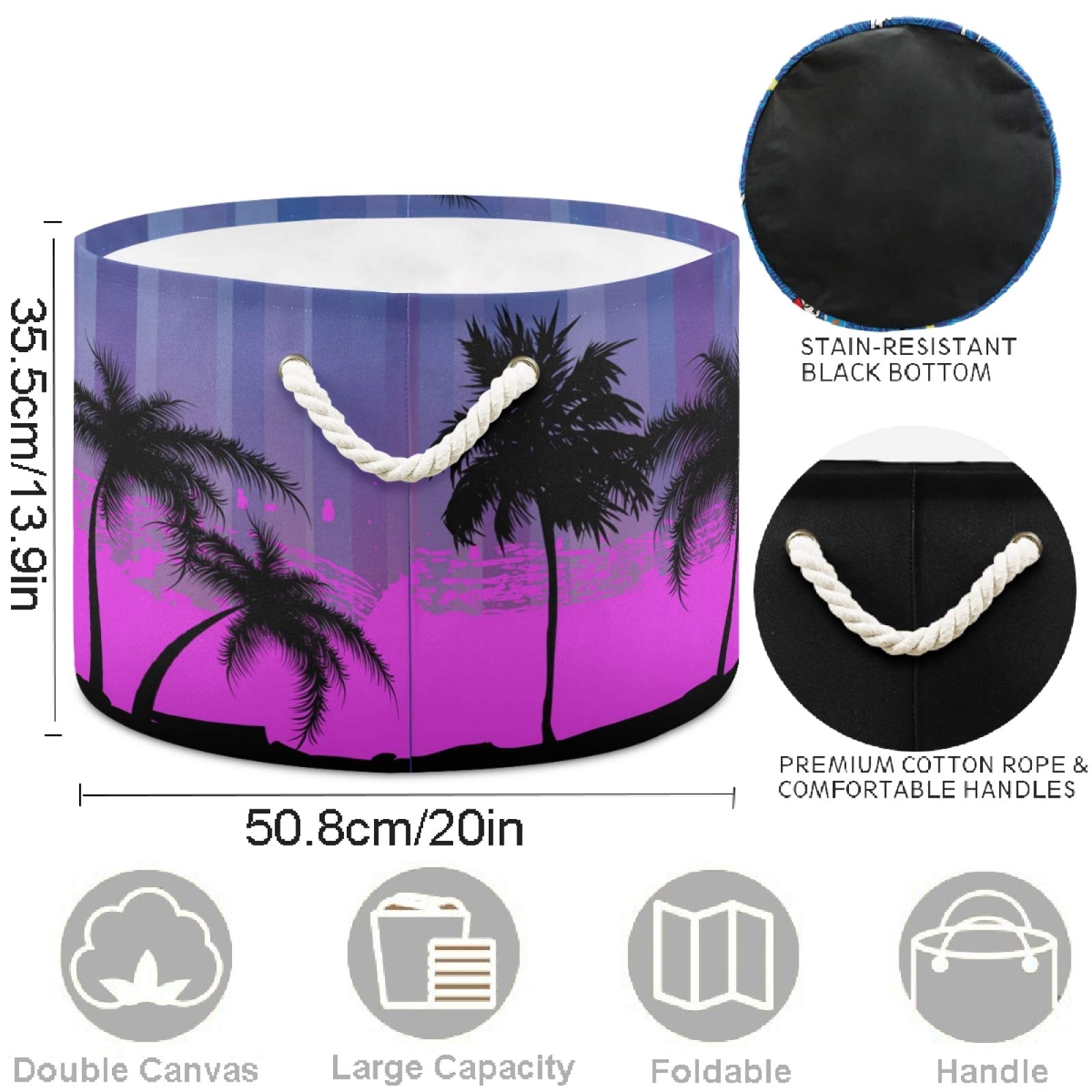 Palm Tree Abstract Canvas Storage Basket - Nursery Hamper, Toy Organizer Bin, Laundry Basket for Kids Room, Playroom & Shelves | Durable Fabric Storage Box for Toys, Clothes & Gifts (Perfect for Home Organization & Child-Friendly Spaces)