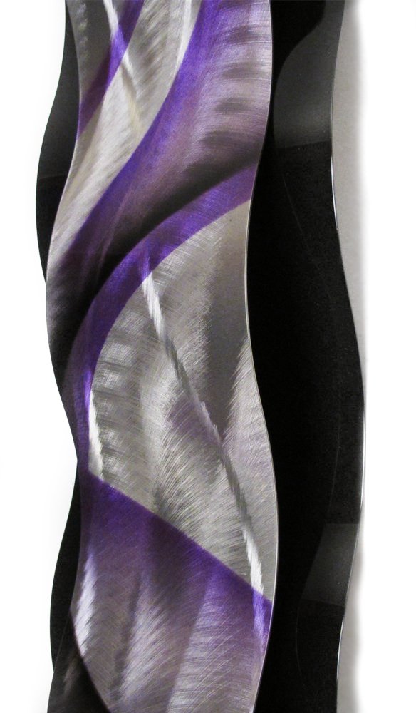 Contemporary Purple Metal Wall Art Sculpture - Rhythmic Curves in Silver & Black - Modern Abstract Home Decor for Living Room, Bedroom & Office