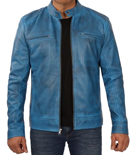 Ddge Blue - Mens Leather Jacket