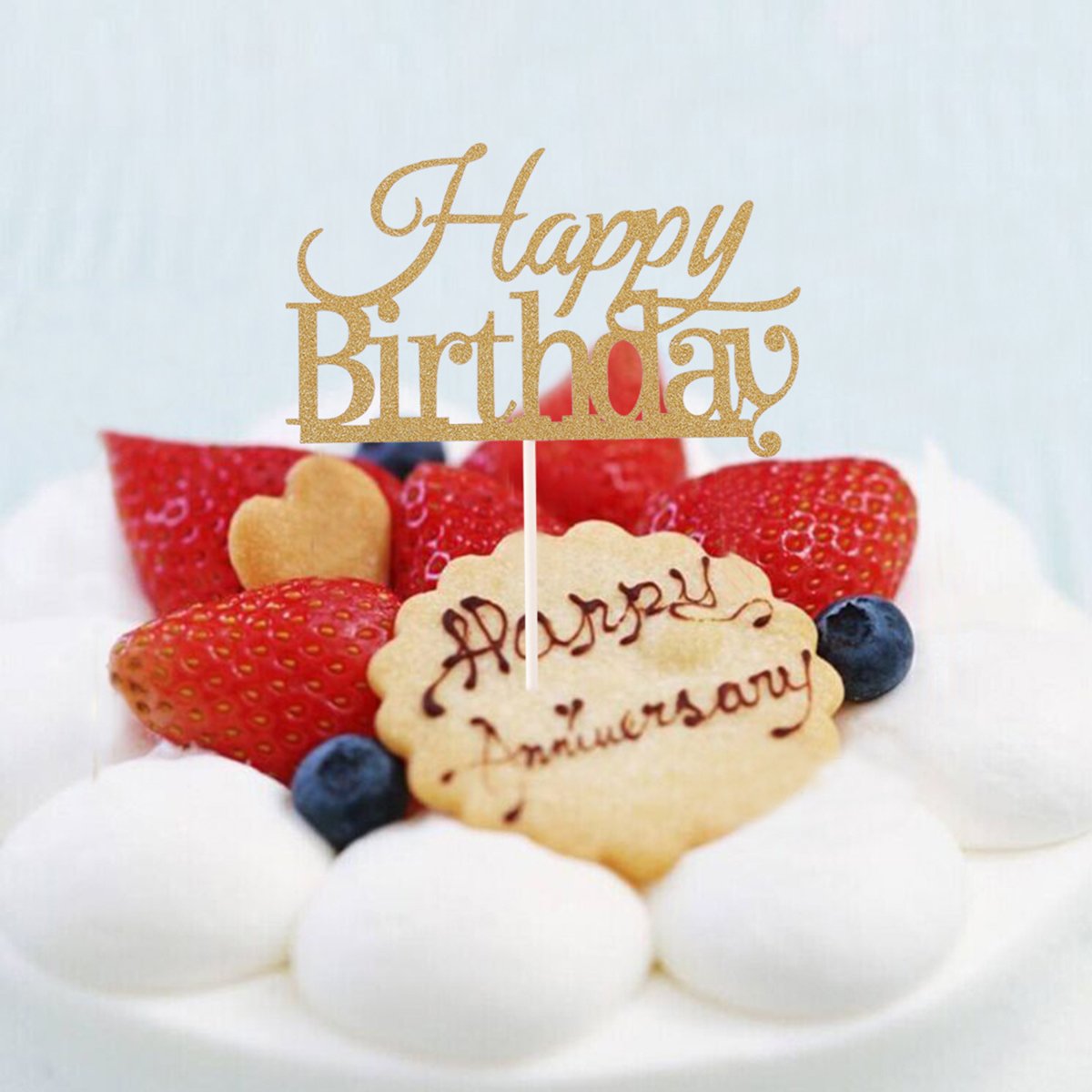 10 Pcs Golden Happy Birthday Cake Toppers - Premium Cake Decorations for Birthday Parties, Weddings & Celebrations - Perfect for DIY Cake Decorating and Special Events