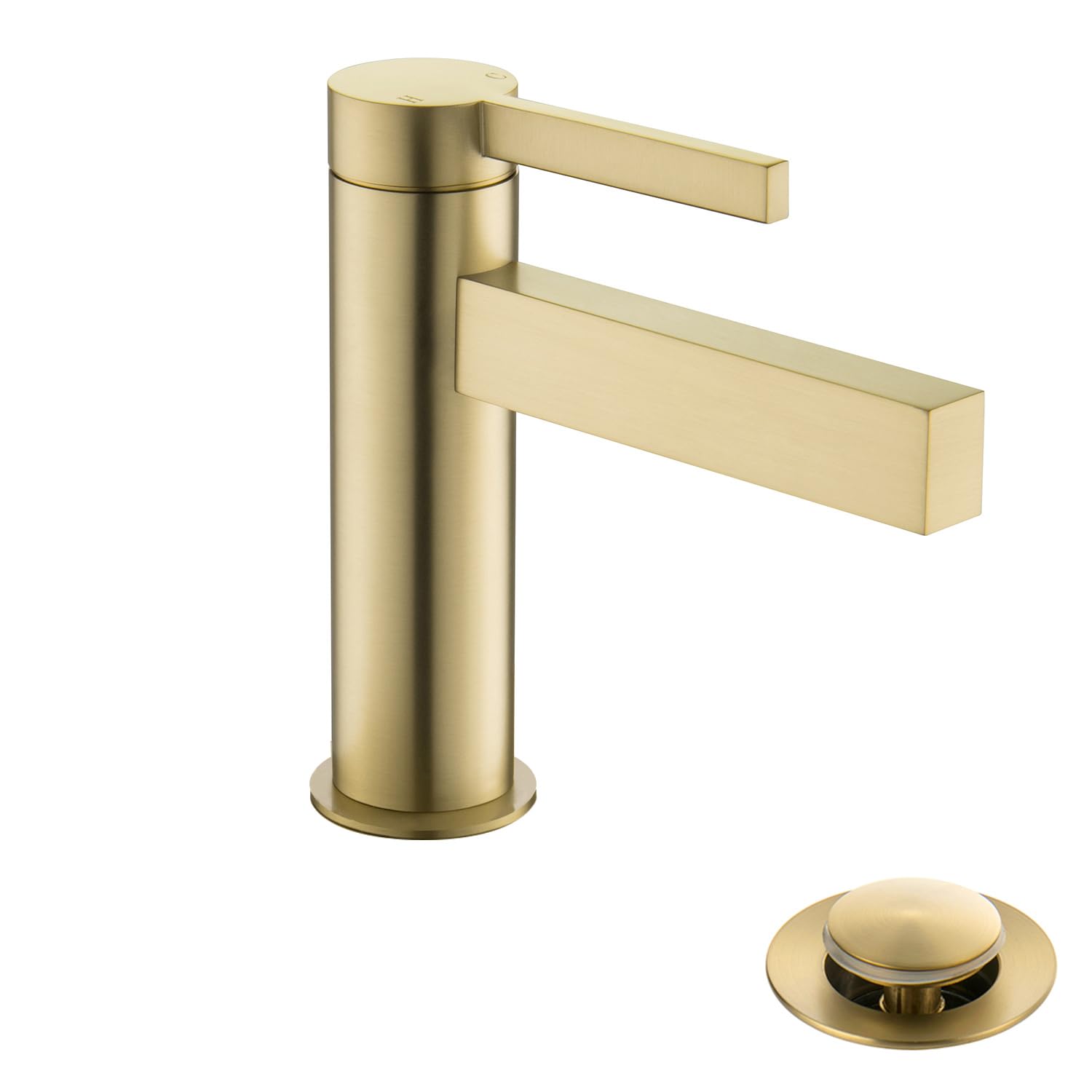 Single Handle Bathroom Sink Faucet with Drain Assembly - Brushed Gold Finish for 1-3 Hole 4 Inch Sinks | Perfect for Modern Vanities, Guest Bathrooms & Powder Rooms