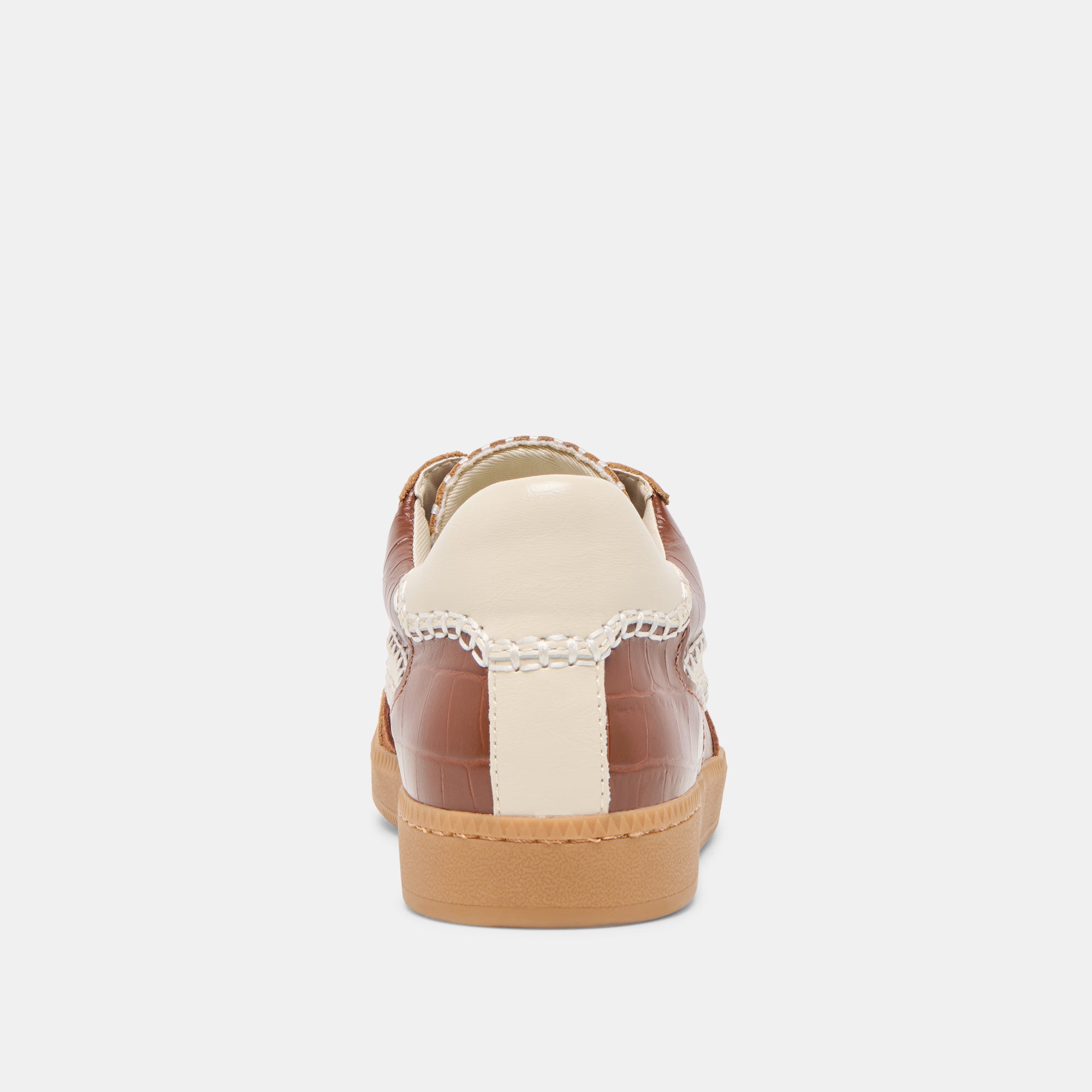 Stitch Sneakers for Women - Cognac Crocodile Embossed Leather Fashion Shoes - Perfect for Casual Wear, Office, and Date Nights