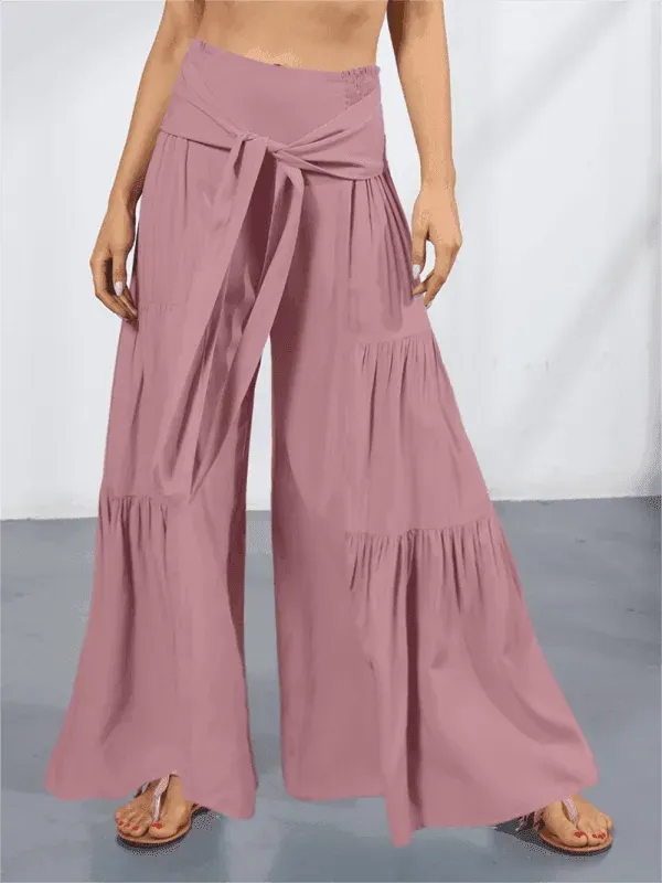 Women's Casual Loose Wide Leg Pants - Comfortable High Waisted Trousers for Work, Travel & Everyday Wear