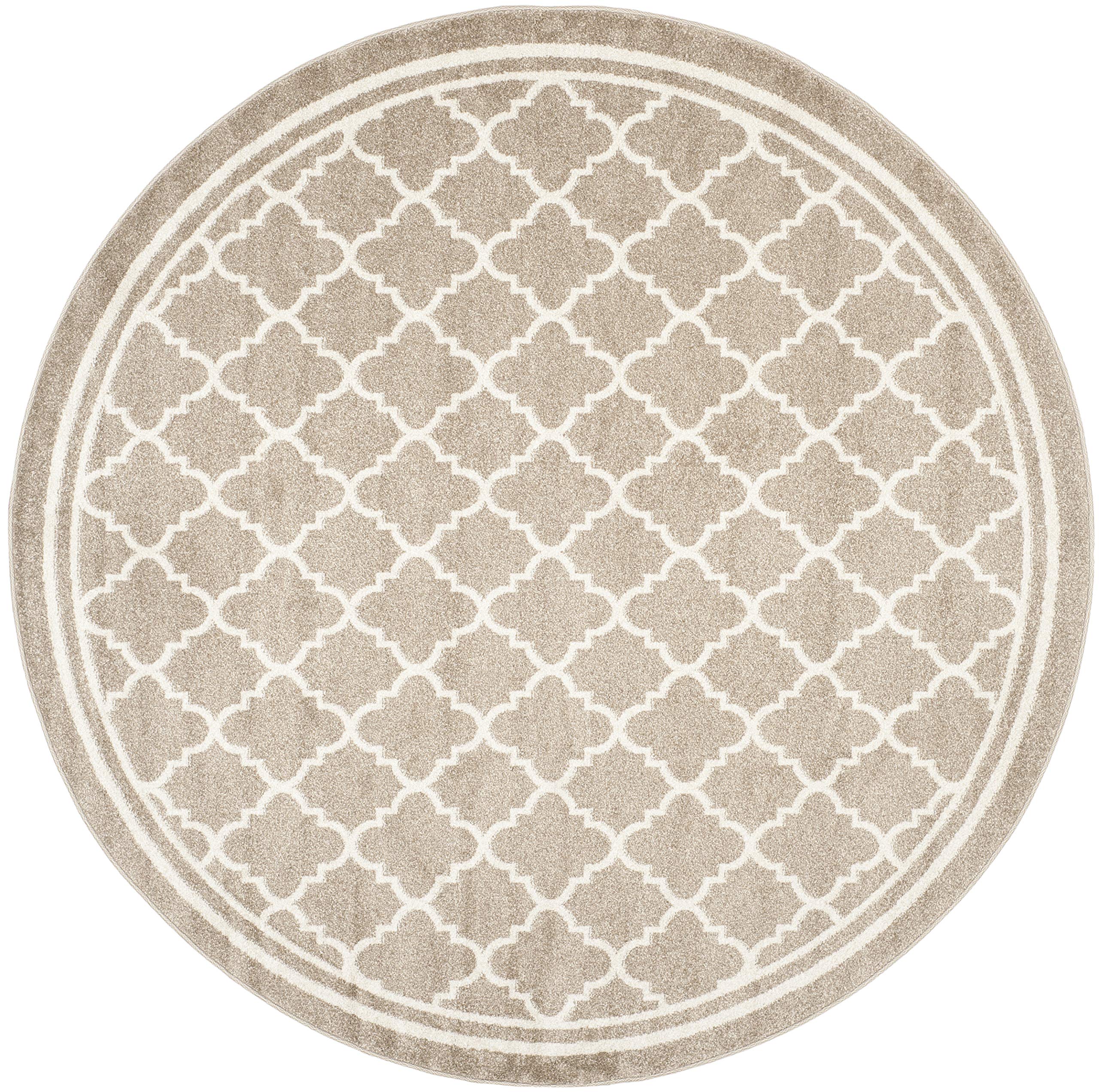 SAFAVIEH Amherst Collection 9' Round Wheat/Beige Moroccan Trellis Area Rug - Non-Shedding, Durable for Dining Room, Entryway, Living Room & Bedroom | Perfect for Home Decor, Office & High Traffic Areas