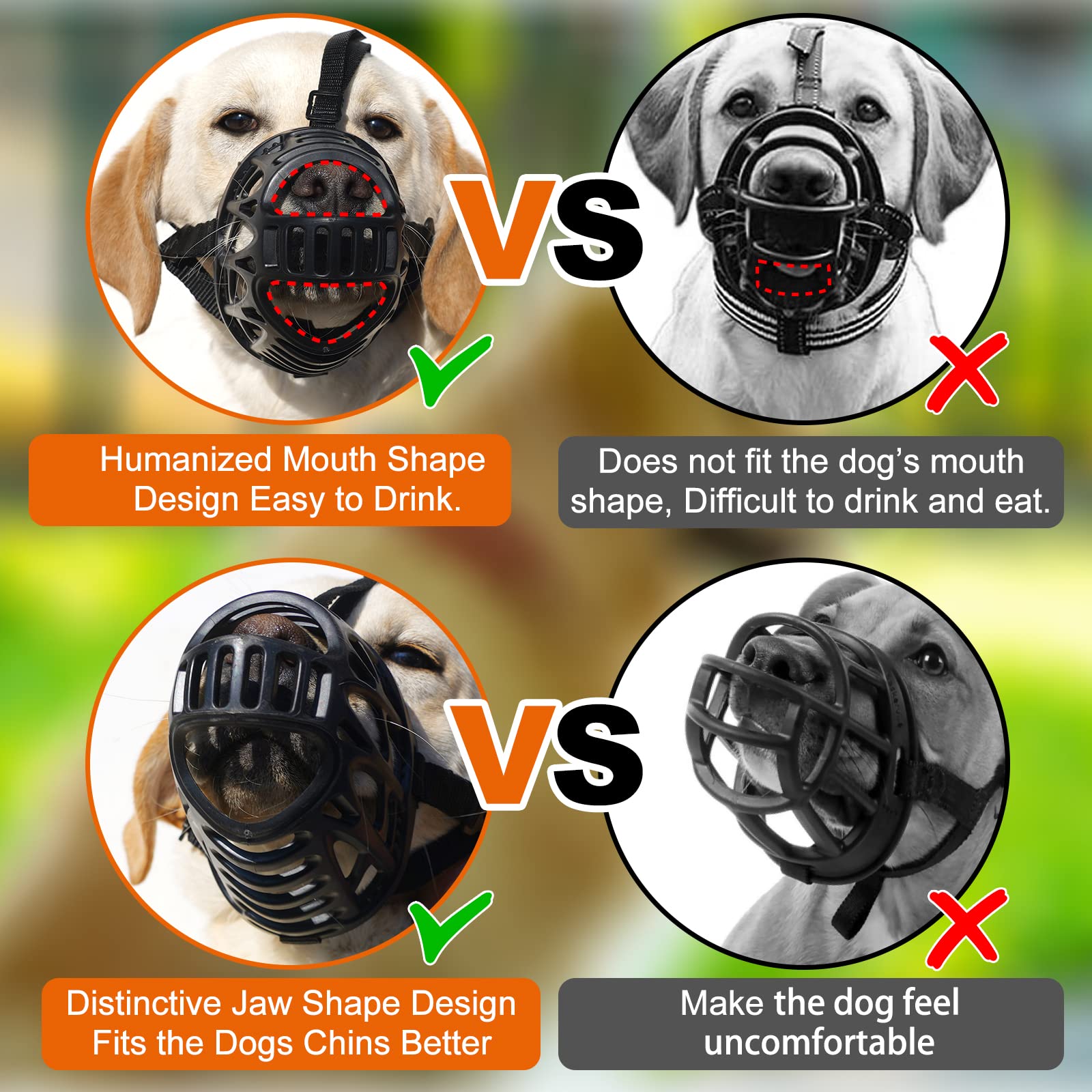 **Breathable Adjustable Dog Muzzle for Large, Medium & Small Dogs – Soft Basket Muzzle Prevents Biting, Chewing & Licking – Secure Fit for Walking, Grooming & Training**