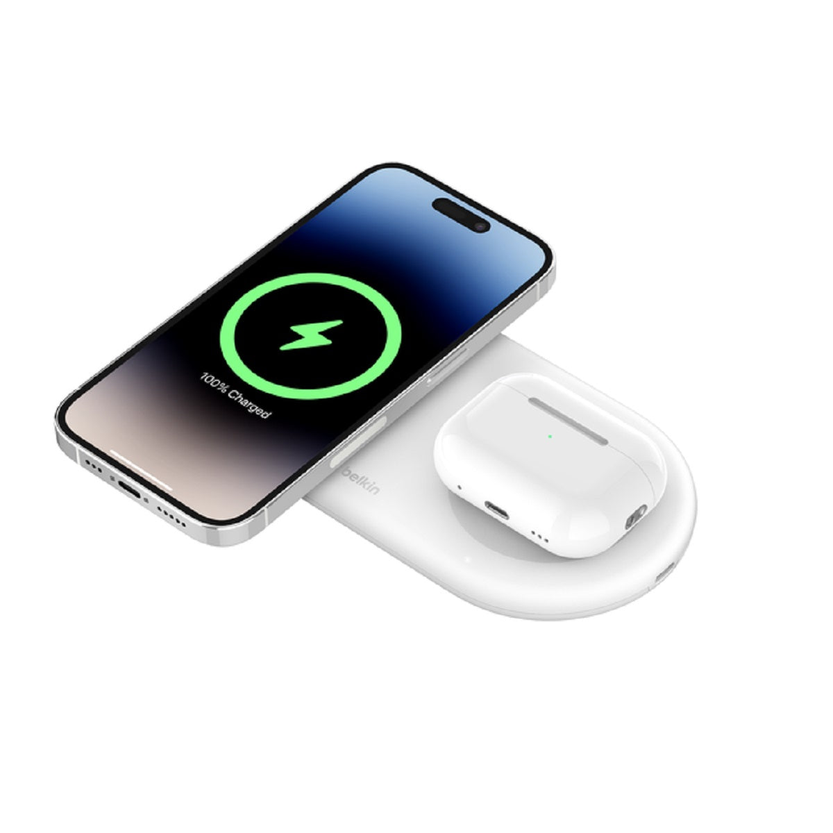 Belkin BoostCharge Pro Qi2 15W 2-in-1 Magnetic Wireless Charging Pad - Fast Charging for iPhone & Android - Perfect for Home, Office & Travel