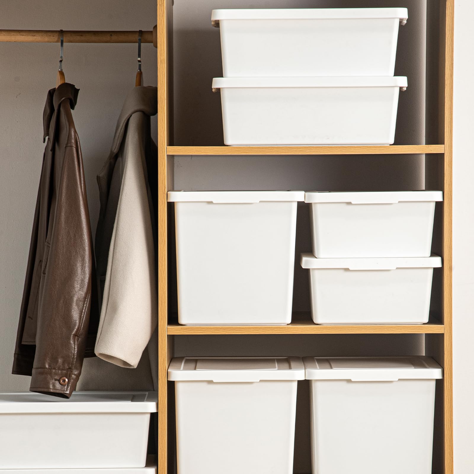 15 Quart Stackable Plastic Storage Bins with Lids - 2 Pack White Organizing Containers with Handles for Shelves, Craft Supplies, Snacks & Home Organization - Perfect for Pantry, Closet & Office Storage