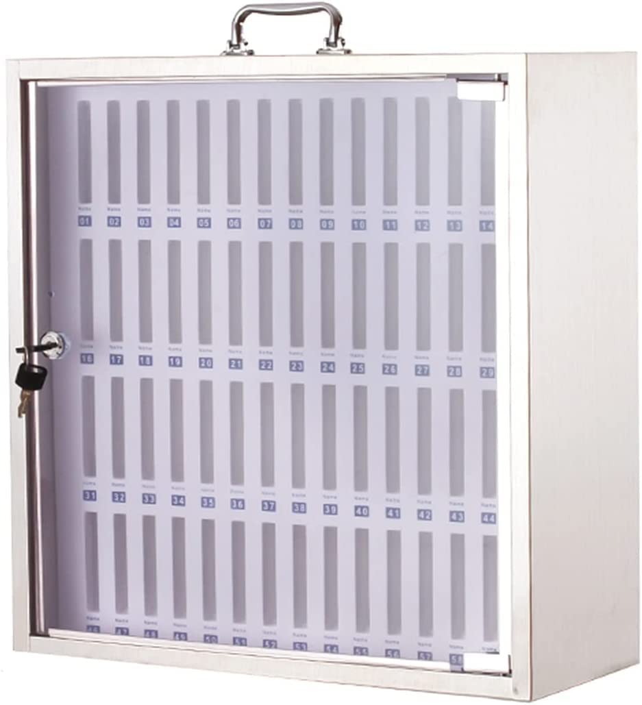OITTo 48-Slot Stainless Steel Wall Mounted Phone Storage Cabinet with Lock - Secure Cell Phone Holder with Handle, Numbered Soft Compartments for Schools, Offices & Classrooms - Perfect for Device Organization & Management (60