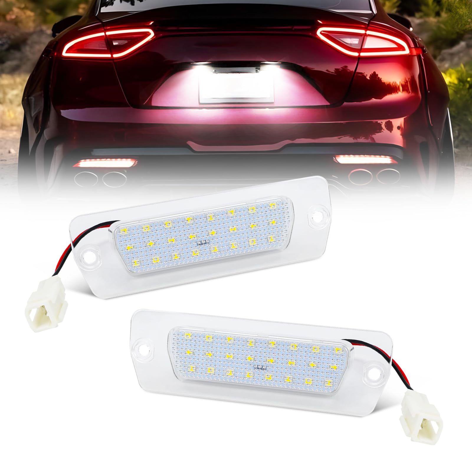 **OPP ULITE 48-LED Cool White 6000K License Plate Light for Maserati Coupe 4200/GT (2001-2007), GranTurismo (2007+), GranCabrio (2010+) – Plug & Play, 2-Pack (PZ215-USA) – Perfect for Night Driving & Enhanced Style**