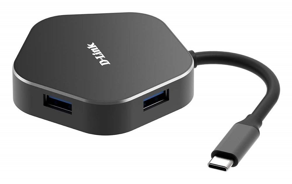 D-Link DUB-M420 4-in-1 USB-C Hub with Power Delivery, HDMI 1.4 & 2 USB 3.0 Ports - Compatible with MacBook Pro 2016+, MacBook Air 2018, Chromebook, Surface Pro 7 - Perfect for Home Office, Remote Work & Multi-Screen Setup