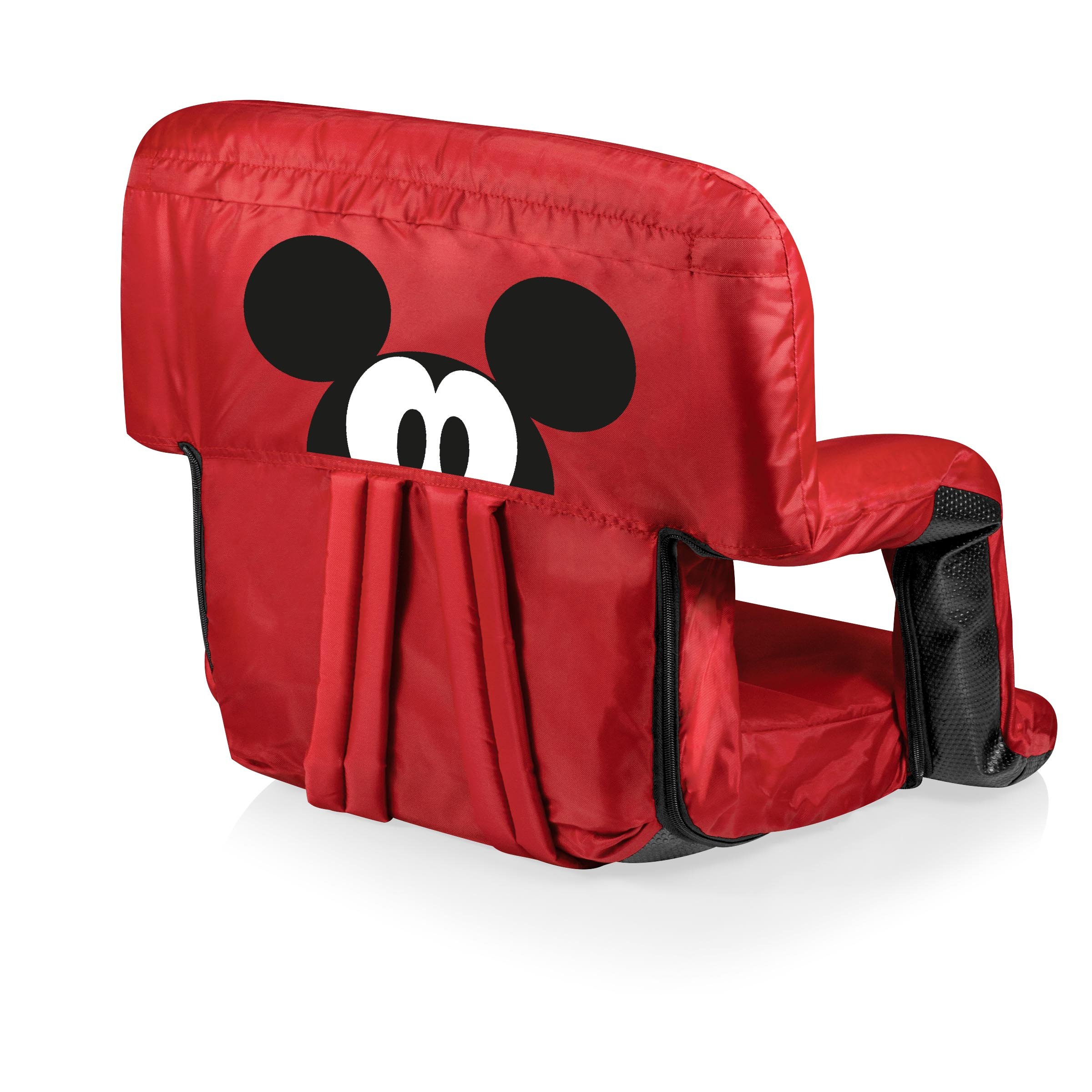 Disney Mickey Mouse Ventura Reclining Stadium Seat with Back Support - Portable Bleacher Seat & Beach Floor Chair for Outdoor Events, Picnics, Sports Games (Red, 20