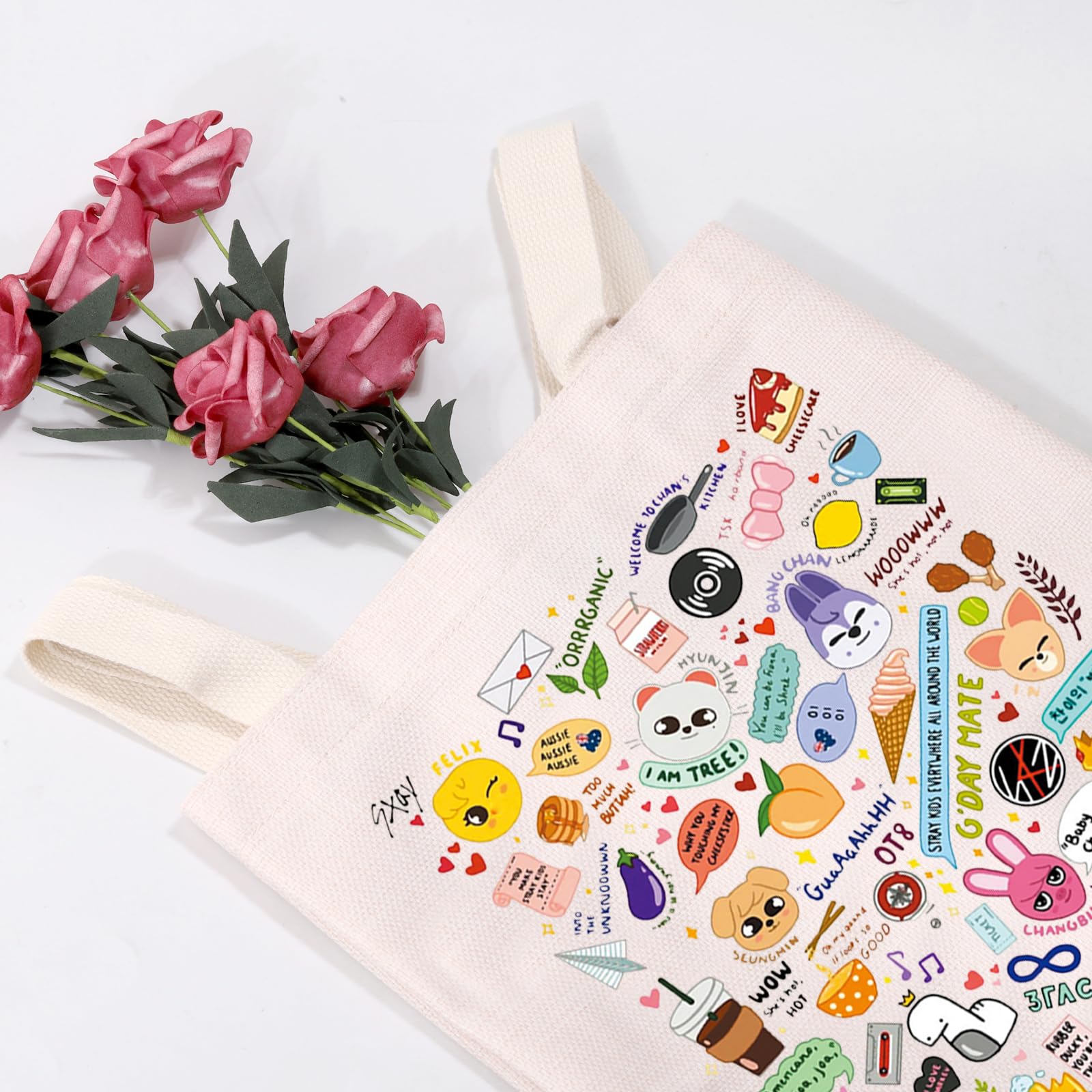 MEIKIUP K-POP Group Makeup Bag - Cute Cosmetic Pouch for K-POP Fans & K-Drama Lovers - Perfect Gift for STAY Fandom - Travel-Friendly Around The World Tote Bag - Ideal for Concerts, Travel & Daily Makeup Storage