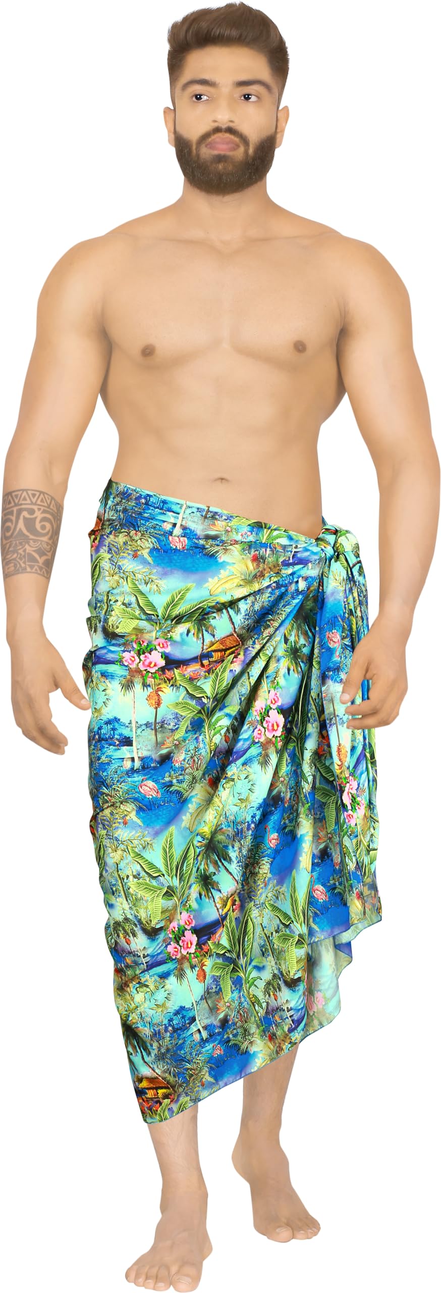 Happy Bay Men's Quick-Dry Sarong Swim Cover Up - Lightweight Beach Wrap for Swimming, Surfing & Lounging - UPF 50+ Sun Protection