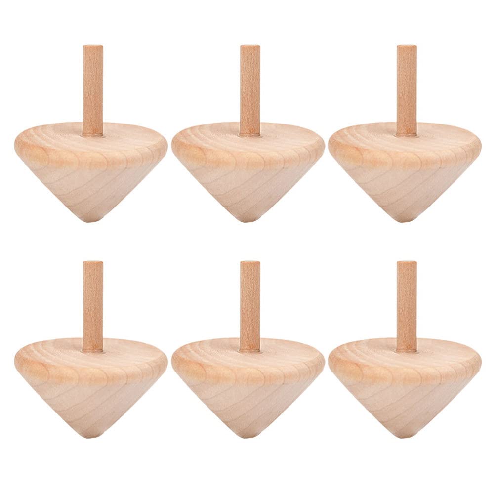 NUOBESTY Unpainted Wooden Spinning Tops - DIY Gyroscope Toys for Kids & Adults - STEM Educational Toys for Toddlers - Perfect for Birthday Party Favors, Classroom Activities & Stress Relief Gifts