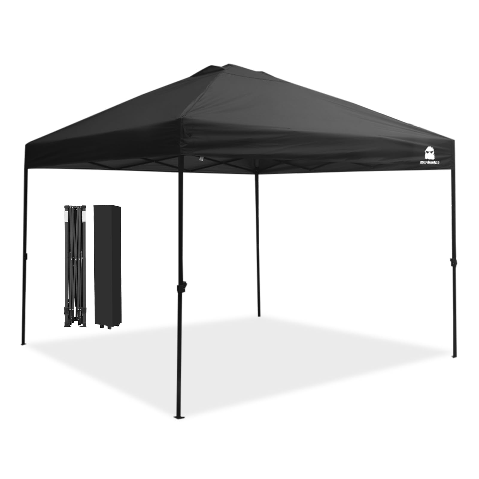 10x10 Pop Up Canopy Tent - Upgraded One-Push Straight Leg Design for Outdoor Camping, Picnics, and Beach Events | Includes Wheeled Carry Case, 8 Spikes & 4 Ropes | Waterproof & UV Protection (Black, 10ft x 10ft) - Perfect for Backyard BBQs, Farmers Markets, and Tailgating Parties