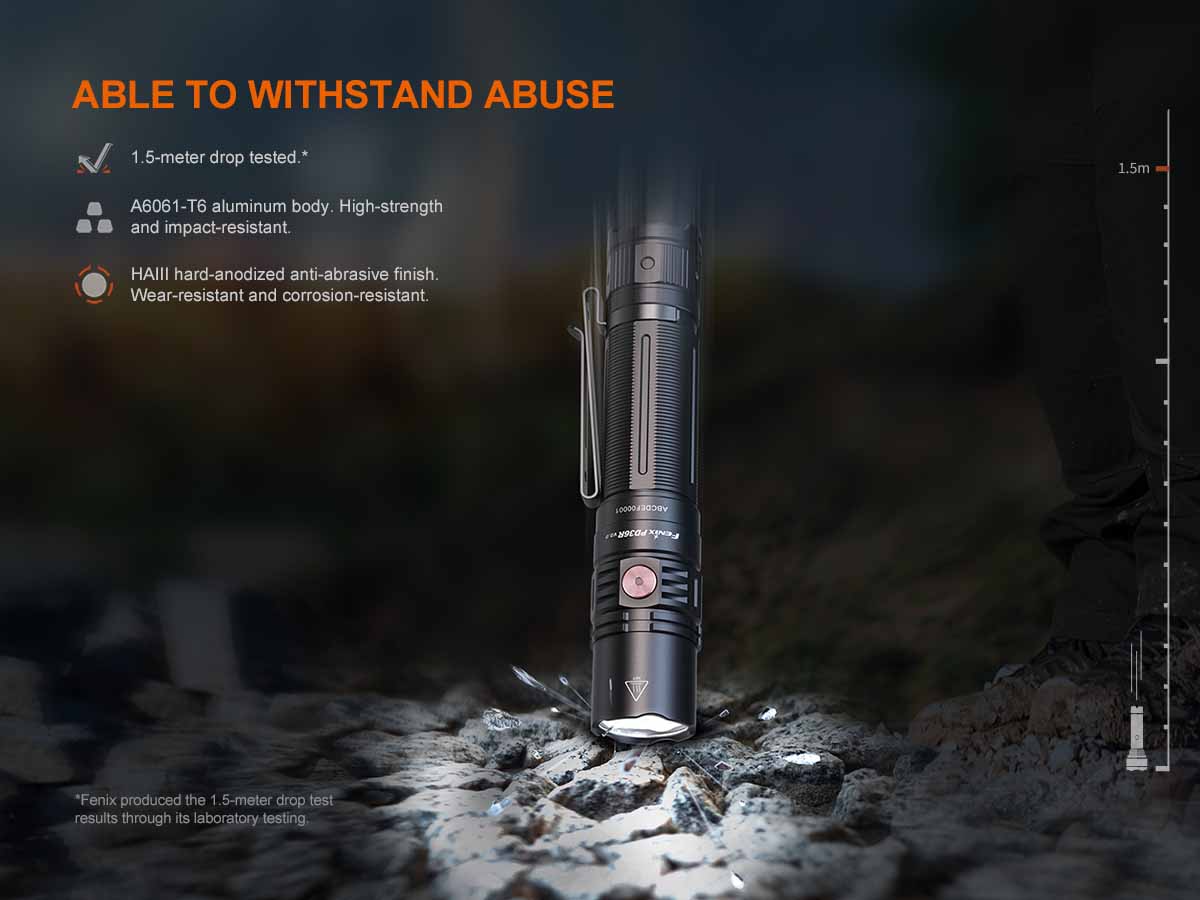 Fenix PD36R V2.0 Rechargeable Tactical Flashlight 1600 Lumens with USB-C Charging - Perfect for Camping, Hiking, Emergency & Outdoor Adventures
