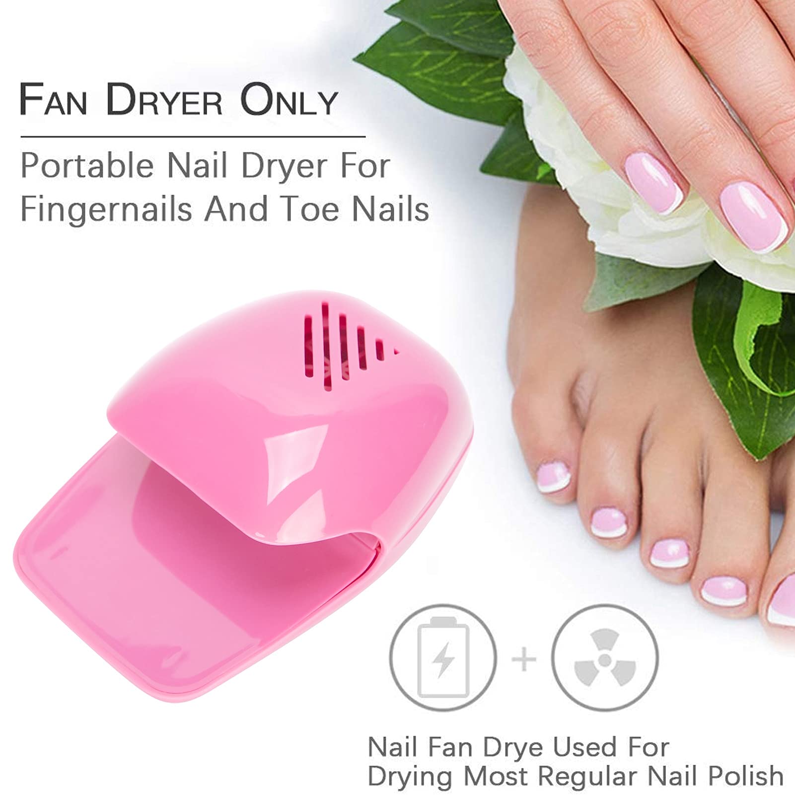 Portable Nail Dryer Fan - Quick Drying Nail Polish Cooler for Home & Salon Use - Fast Airflow Nail Art Dryer for Gel, Acrylic & Regular Polish - Perfect for Manicures, Pedicures & Nail Art Sessions