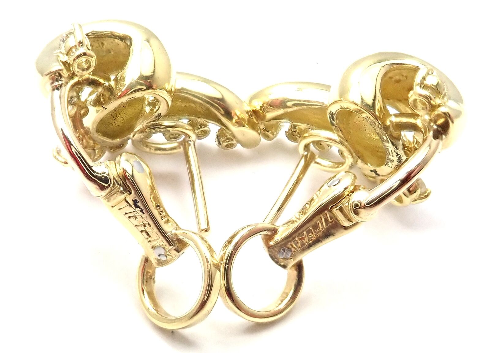 Authentic Tiffany & Co 18k Yellow Gold Diamond Swirl Earrings - Luxury Jewelry for Women, Perfect for Weddings, Anniversaries & Special Occasions