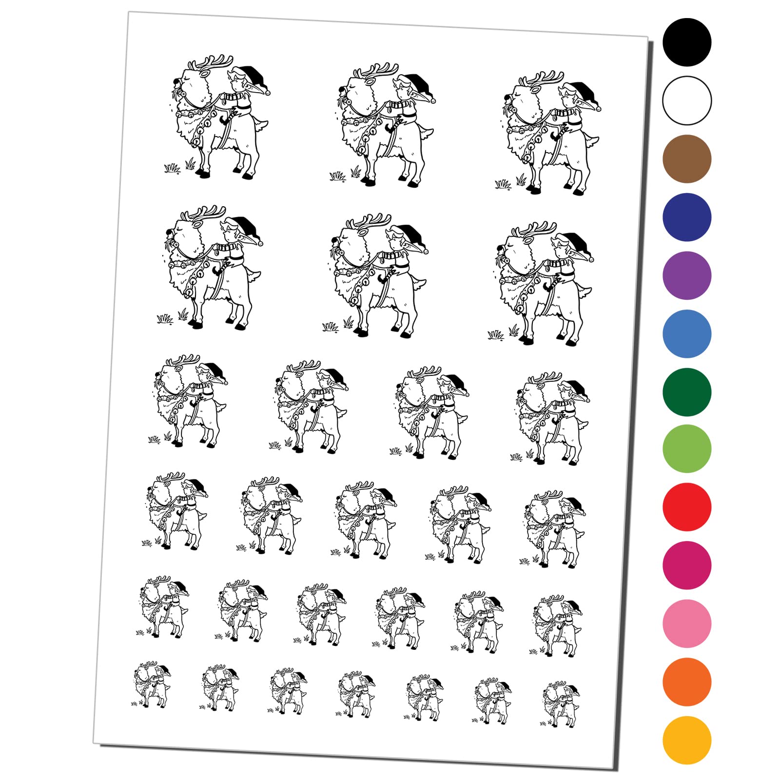 Christmas Elf Riding Hungry Reindeer Temporary Tattoos - Waterproof Fake Body Art Set (Black, 1 Sheet) | Fun Holiday Party Accessories & Costume Decoration