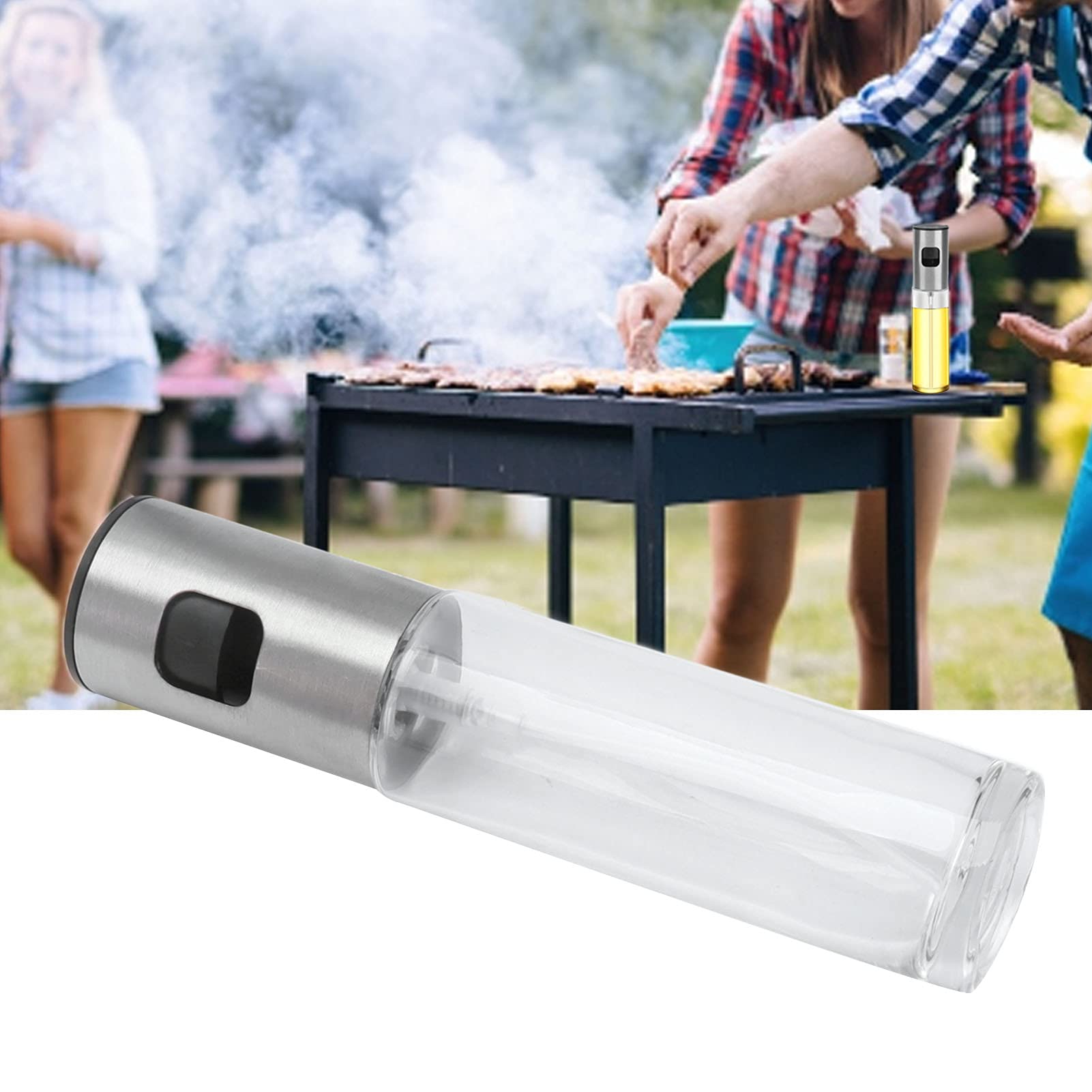 Stainless Steel Oil Sprayer Bottle 100ml - Push Type Olive Oil Sprayer for Kitchen, Cooking, Baking & Salad Dressing - Perfect for Home, Restaurant & Healthy Meal Prep